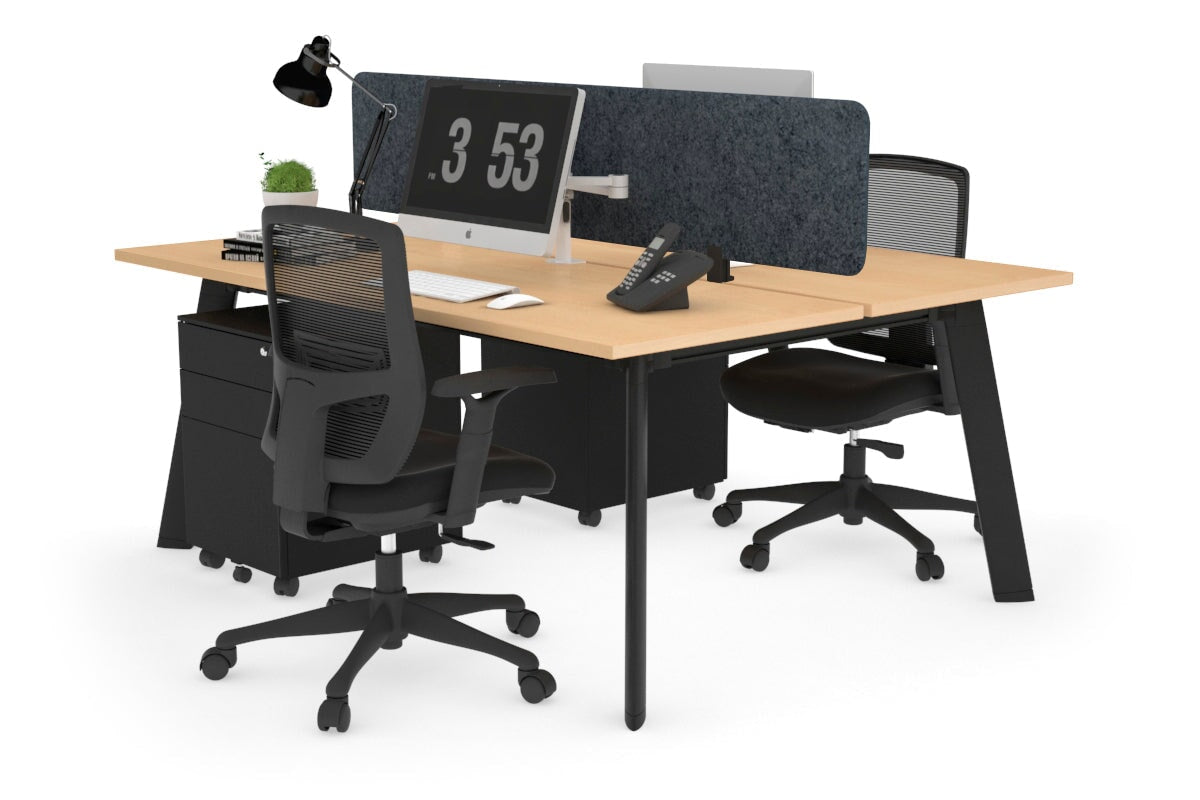2-Person Workstation with Black Frame - 1200L x 700W Office Desk for Collaborative Workspaces | Perfect for Home Office, Coworking Spaces & Team Projects