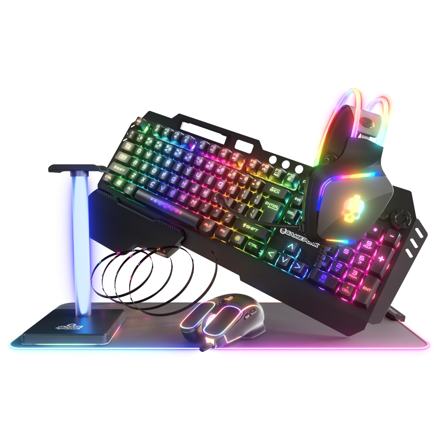 Codebreakers PC Gaming Bundle – 6-in-1 Gaming Accessories Set with RGB Keyboard, Gaming Mouse, Headset, LED XL Mouse Pad, Headphone Stand & RGB Light Strip – Perfect for Esports, Streaming & PC Gaming Setup