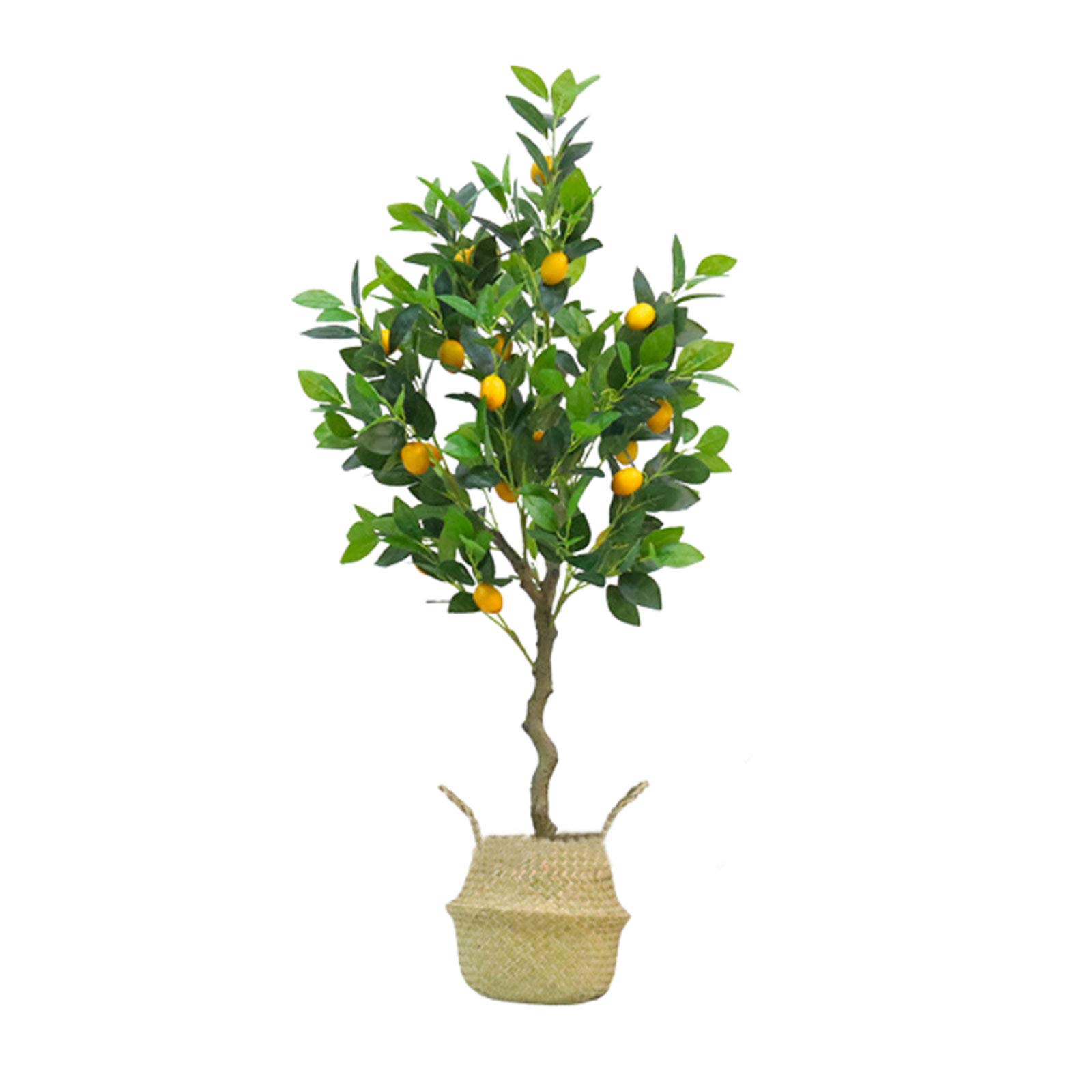 Artificial Lemon Tree Plant with Woven Basket - Potted Fake Plants with Green Leaves & Lemons - Kitchen, Home, Garden & Farmhouse Decor - Multiple Sizes Available - Perfect for Indoor Decor, Office Plants & Patio Decorations