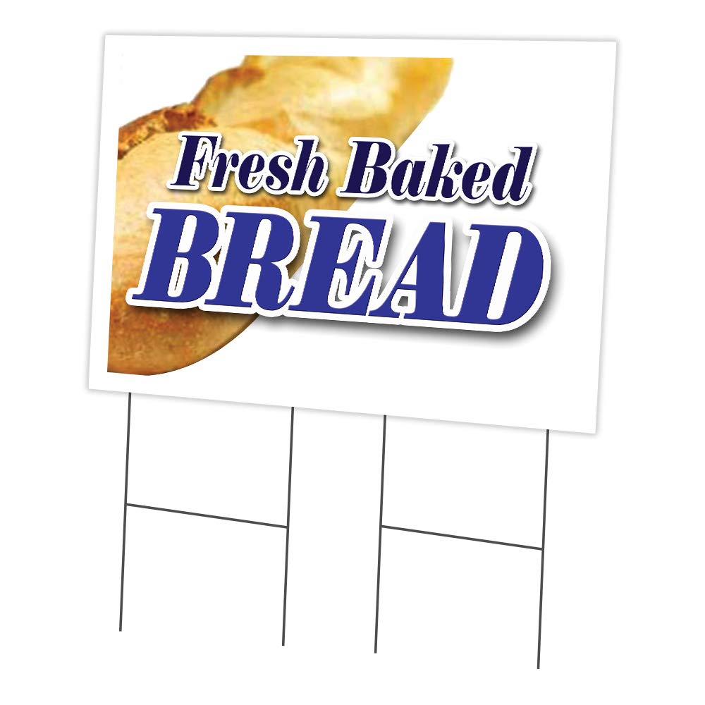 24x36 Inch Fresh Baked Bread Yard Sign with Stake - Durable Business Advertising Sign for Bakeries & Cafes - Made in USA - Perfect for Storefronts, Farmers Markets & Outdoor Promotions