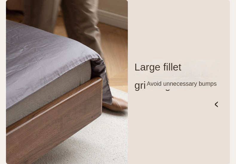 Premium Black Walnut & Ash Solid Wood Leather Upholstered Bed Frame - High Soft Back Support for Master Bedroom, Guest Room & Luxury Home Decor
