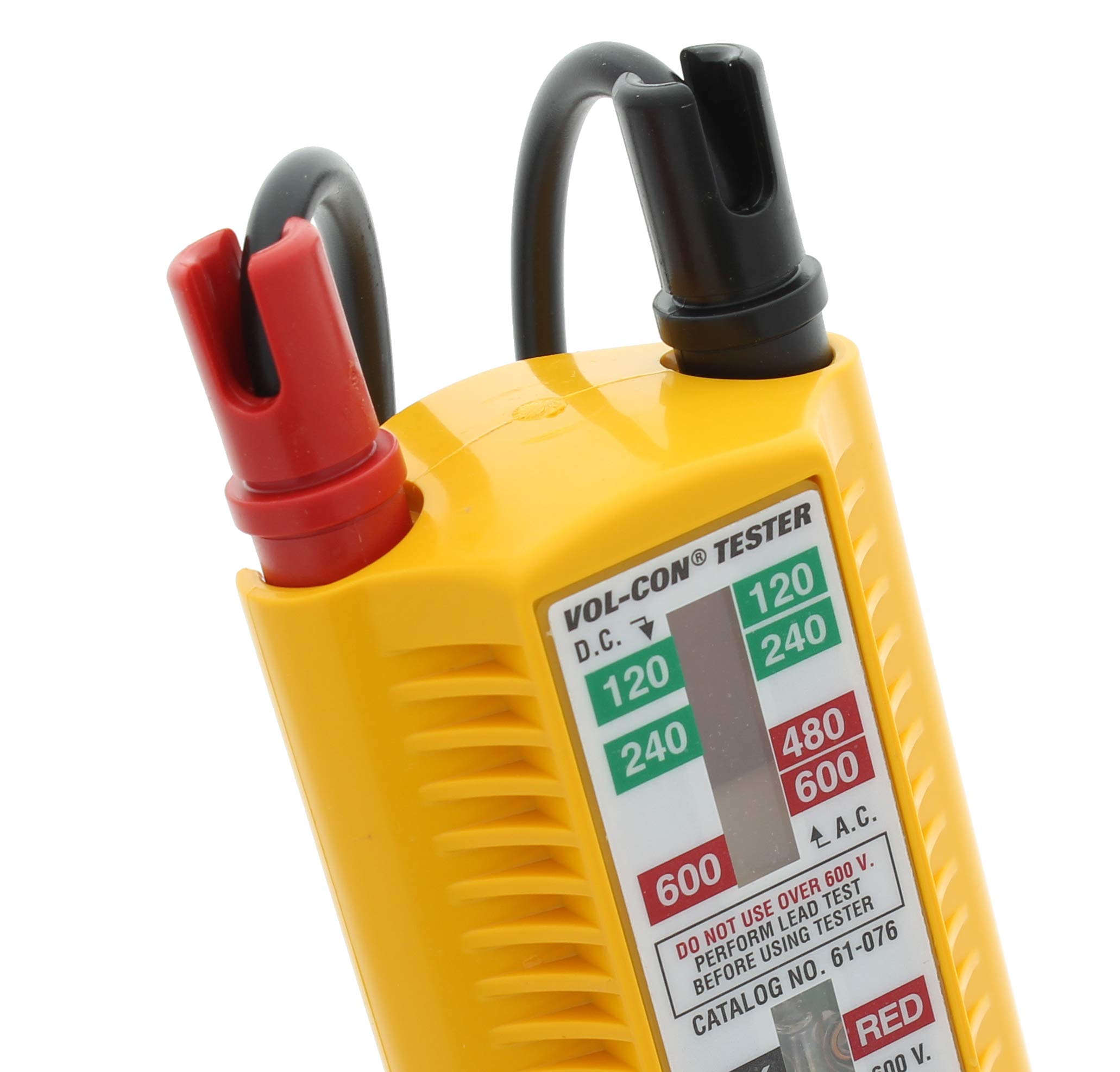 Ideal Electrical 61-076 Vol-Con Solenoid Voltage Tester with Vibration Mode - AC/DC Voltage Detector up to 600V, CAT III Safety Rated, Yellow - Perfect for Electricians, HVAC Technicians & Home Electrical Testing