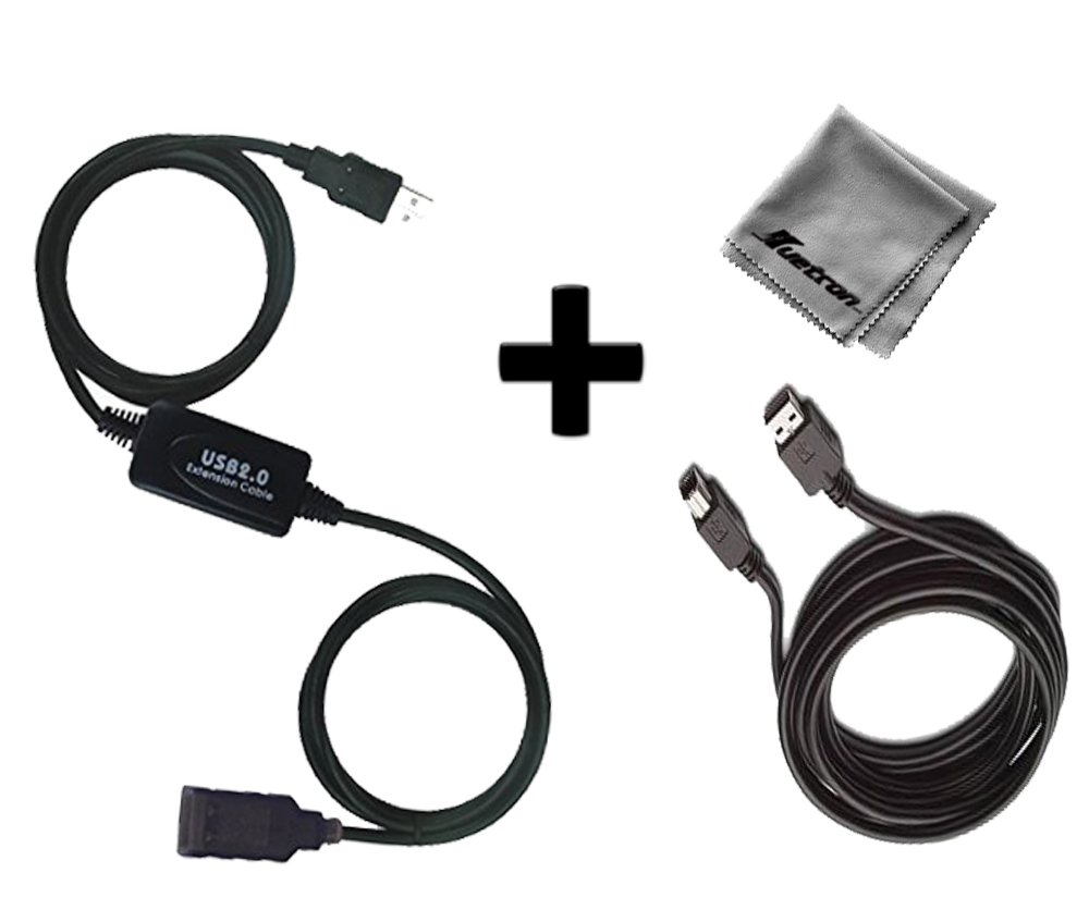 15ft USB 2.0 Extension Cable & 10ft USB A Male to B Male Printer Cable for HP LaserJet Pro 400 Color Printer M451nw CE956A#BGJ - Perfect for Office, Home Printing & Device Connectivity
