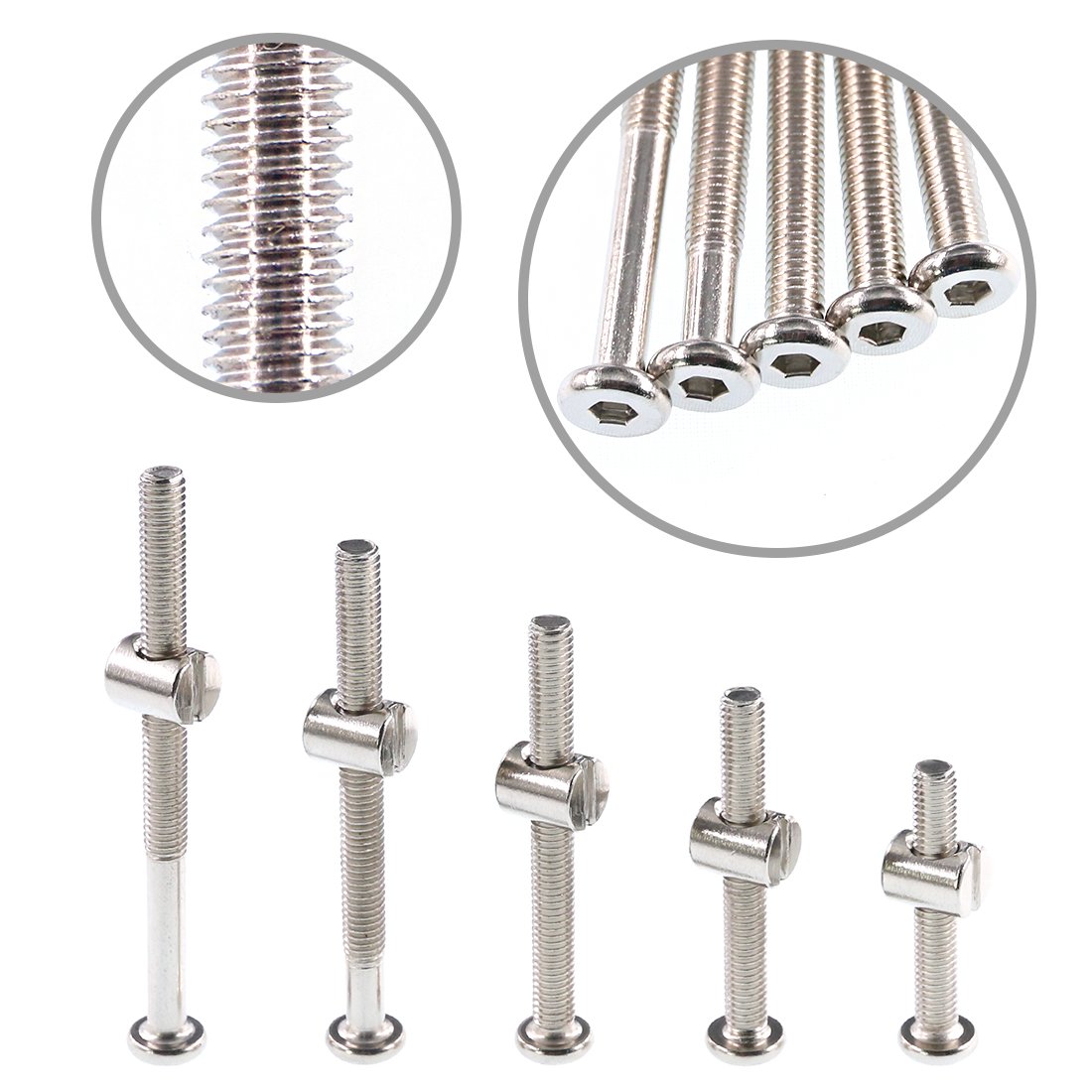 Swpeet 100Pcs M6 Crib Hardware Screws Kit with Allen Wrench - for Baby Beds & Furniture Assembly