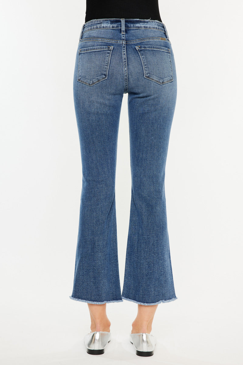 Honey Essentials High Rise Cropped Bootcut Jeans for Women - Stretchy Denim Pants with Flared Leg | Perfect for Casual Outfits, Date Nights & Office Wear