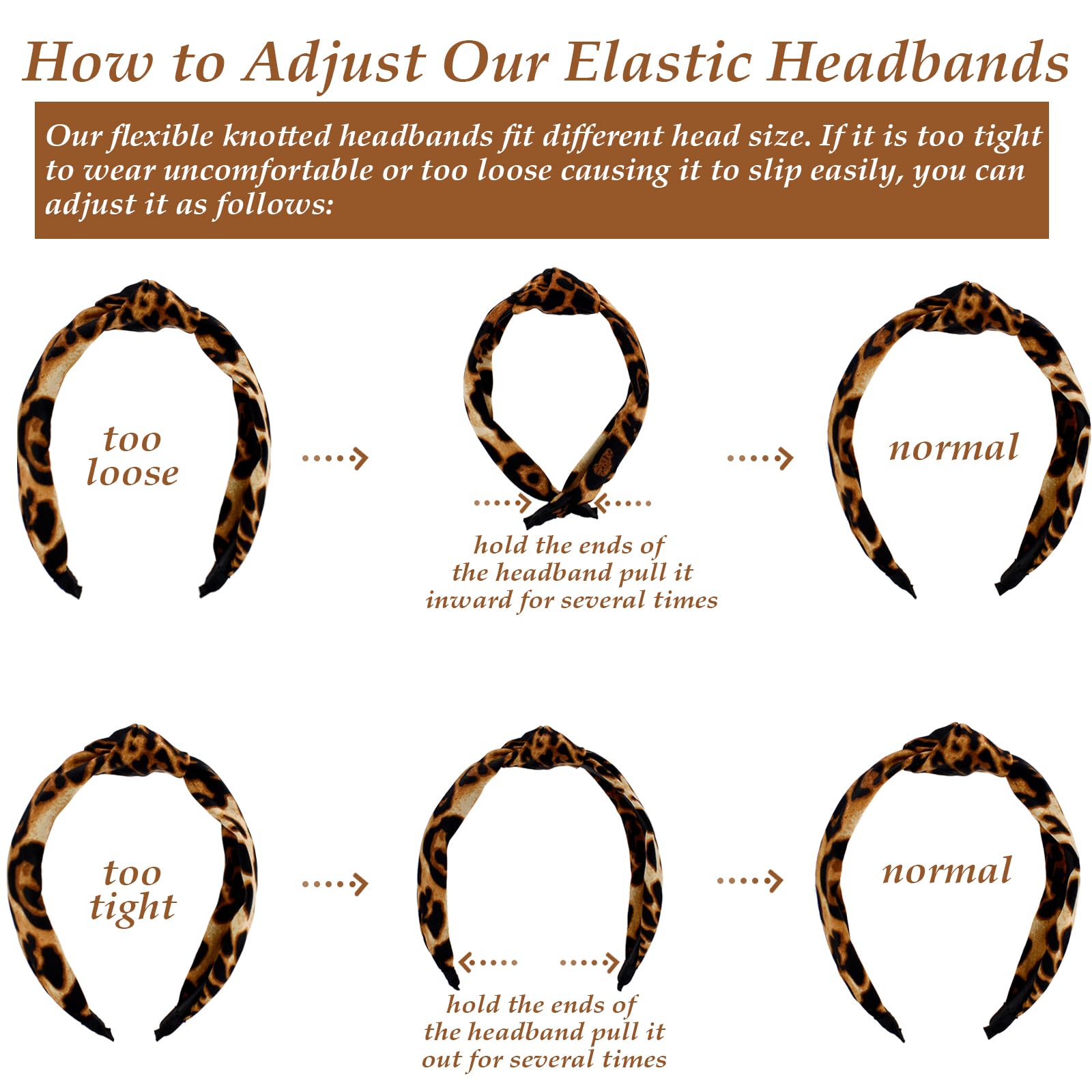 BEGOOD Women's Knotted Headbands 4-Pack - Non-Slip Fashion Hair Accessories for Women & Girls | Neutral & Leopard Print Head Bands for Workouts, Yoga, Running and Everyday Style