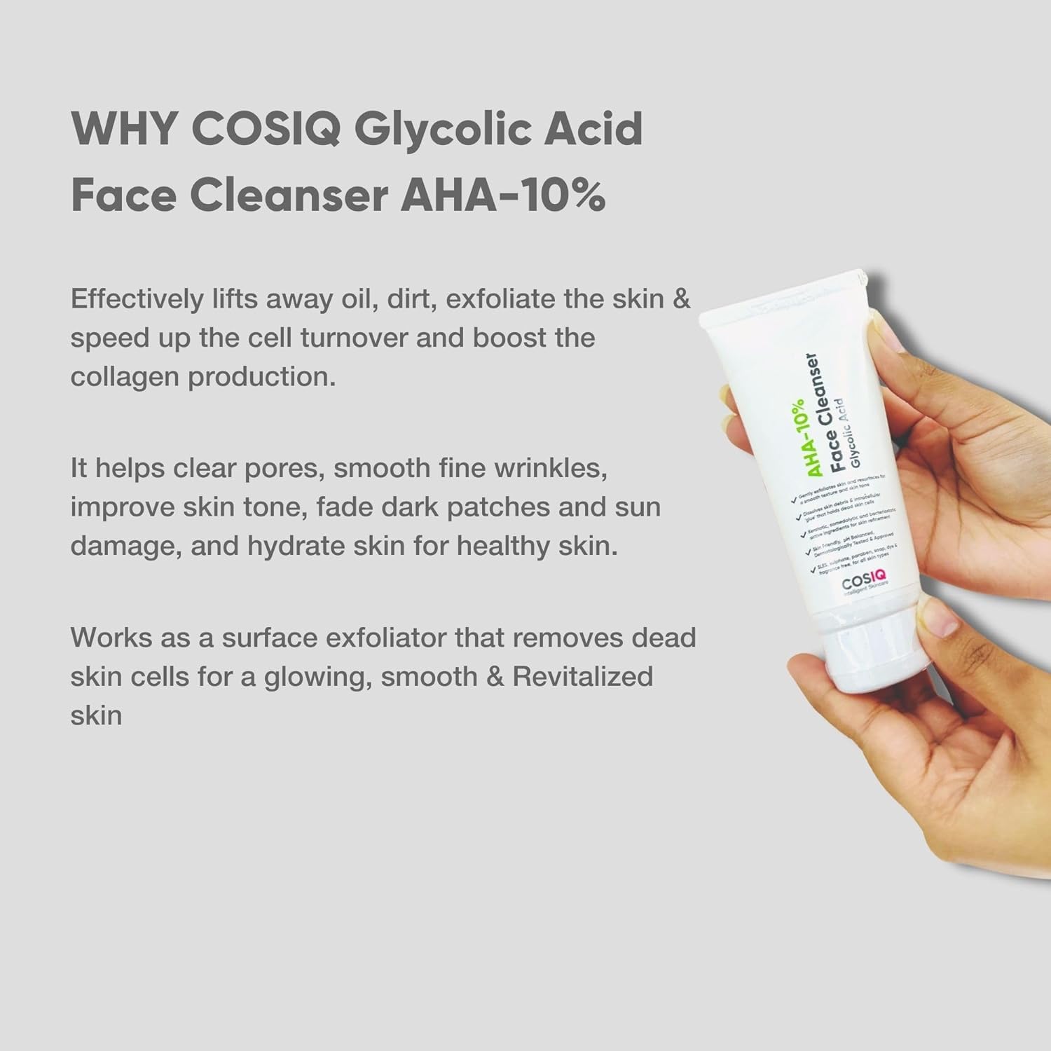 10% AHA Glycolic Acid Face Wash for Acne & Pimple Treatment - Gentle Exfoliating Cleanser for Glowing Skin | Soap-Free, Non-Irritating Formula for Men & Women | 100ml (3.53 Fl Oz) | Perfect for Daily Skincare Routine & Acne-Prone Skin