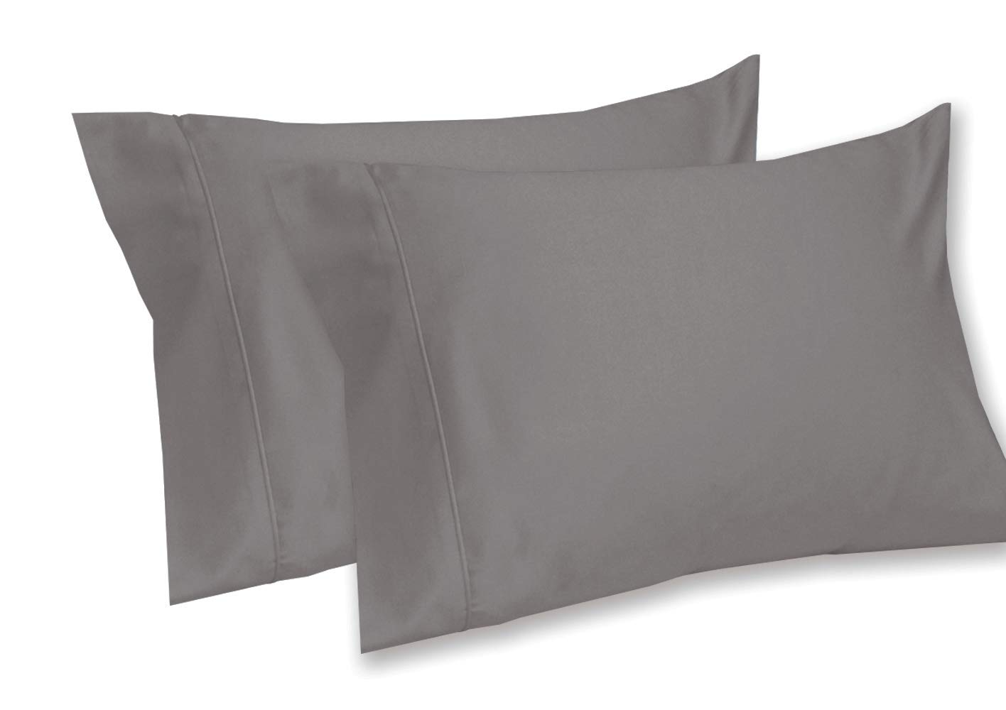 Royal Tradition 1000-Thread-Count 100% Cotton Standard Pillowcase Set of 2 - Ultra Soft & Breathable Luxury Bedding for Side Sleepers, Hotel-Style Comfort in Grey