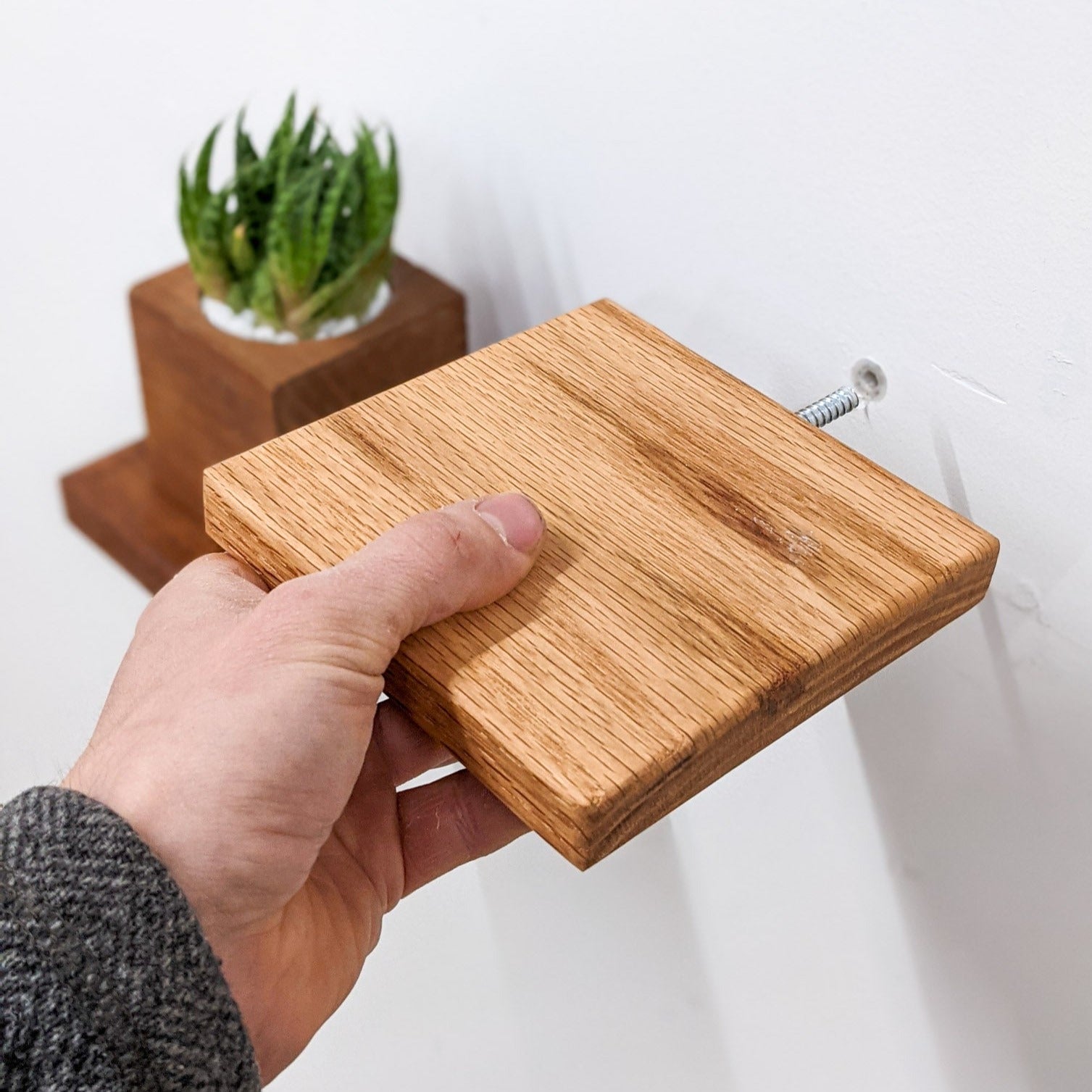 Oak Small Square Display Shelf - Perfect for Home Decor, Retail Stores, and Office Organization