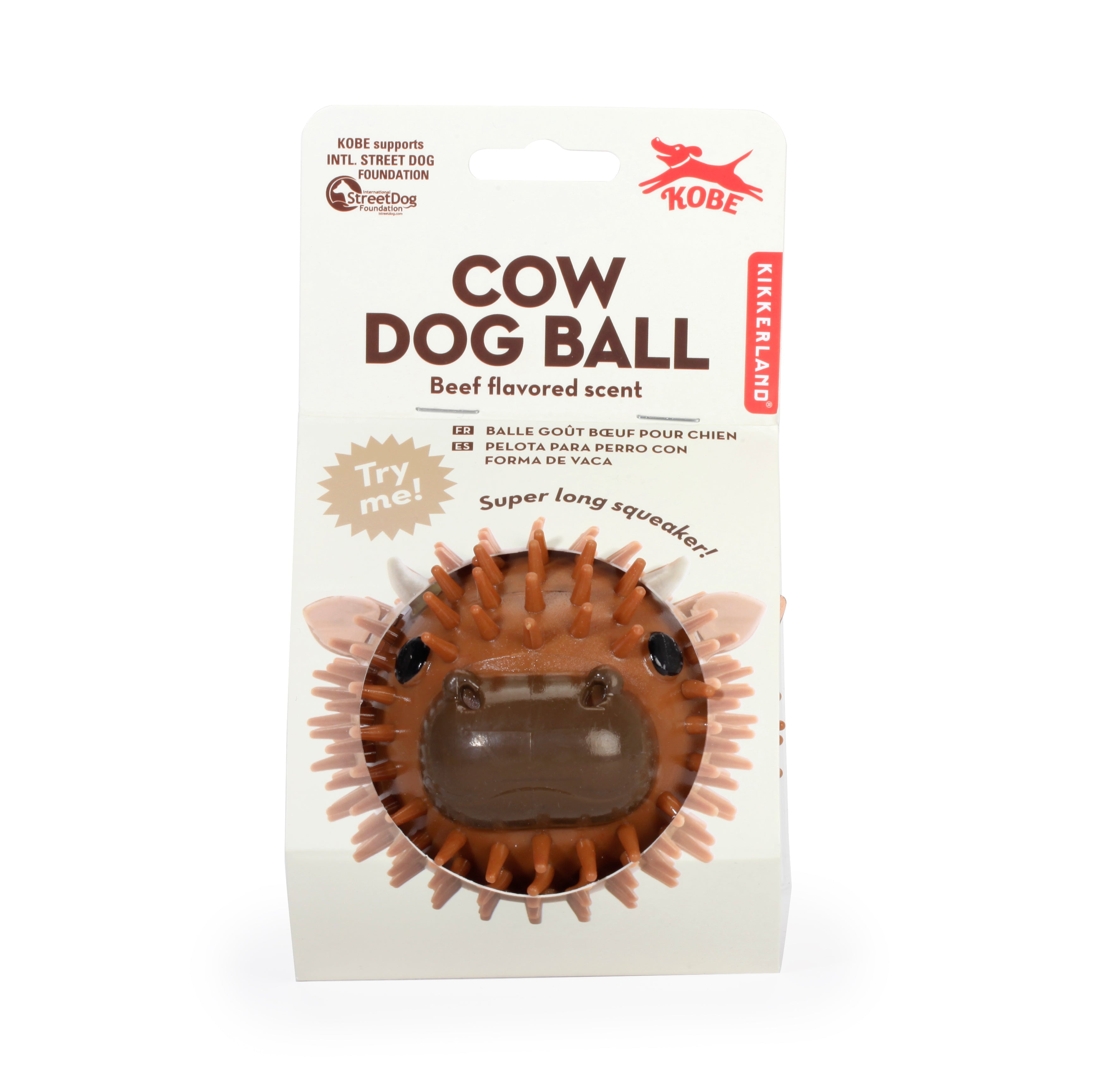Kobe Cow Dog Ball - Durable Chew Toy for Aggressive Chewers, Interactive Fetch Toy for Large & Small Dogs - Perfect for Outdoor Play, Training & Bonding Time