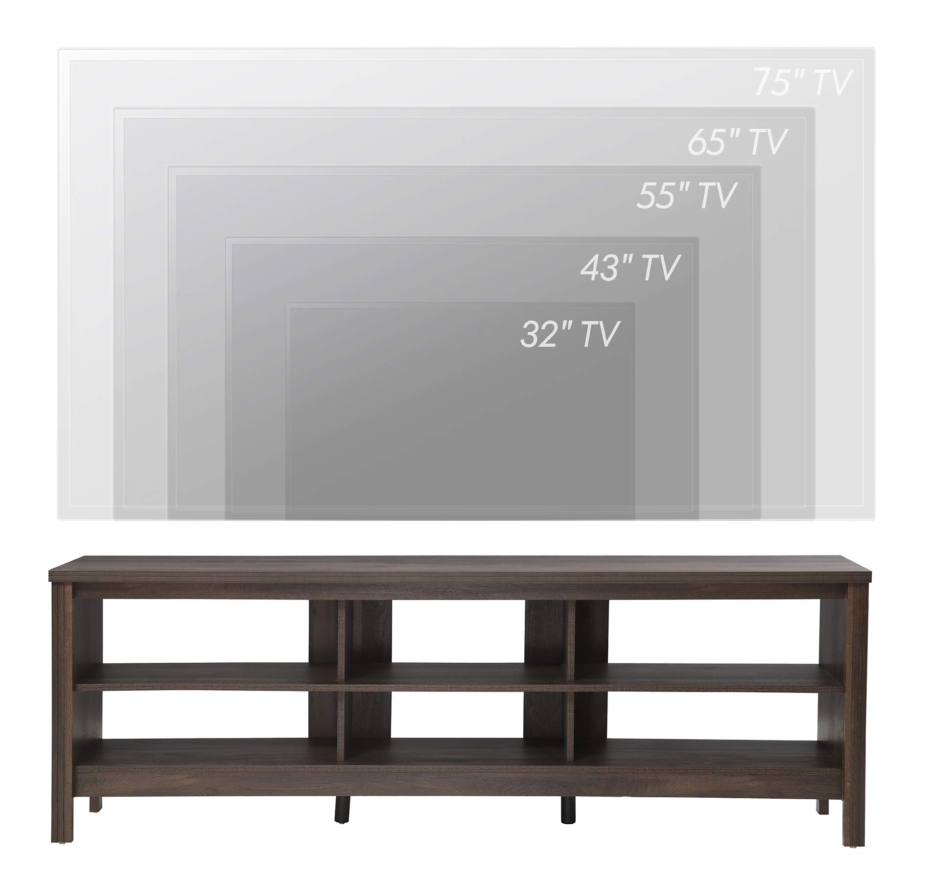 WAMPAT 75 Inch TV Stand with LED Lights - Espresso Entertainment Center Media Console with 6 Storage Shelves for 70-80 Inch TVs - Perfect for PS Gaming Setup in Living Room & Bedroom - Modern TV Cabinet for Home Theater & Family Entertainment