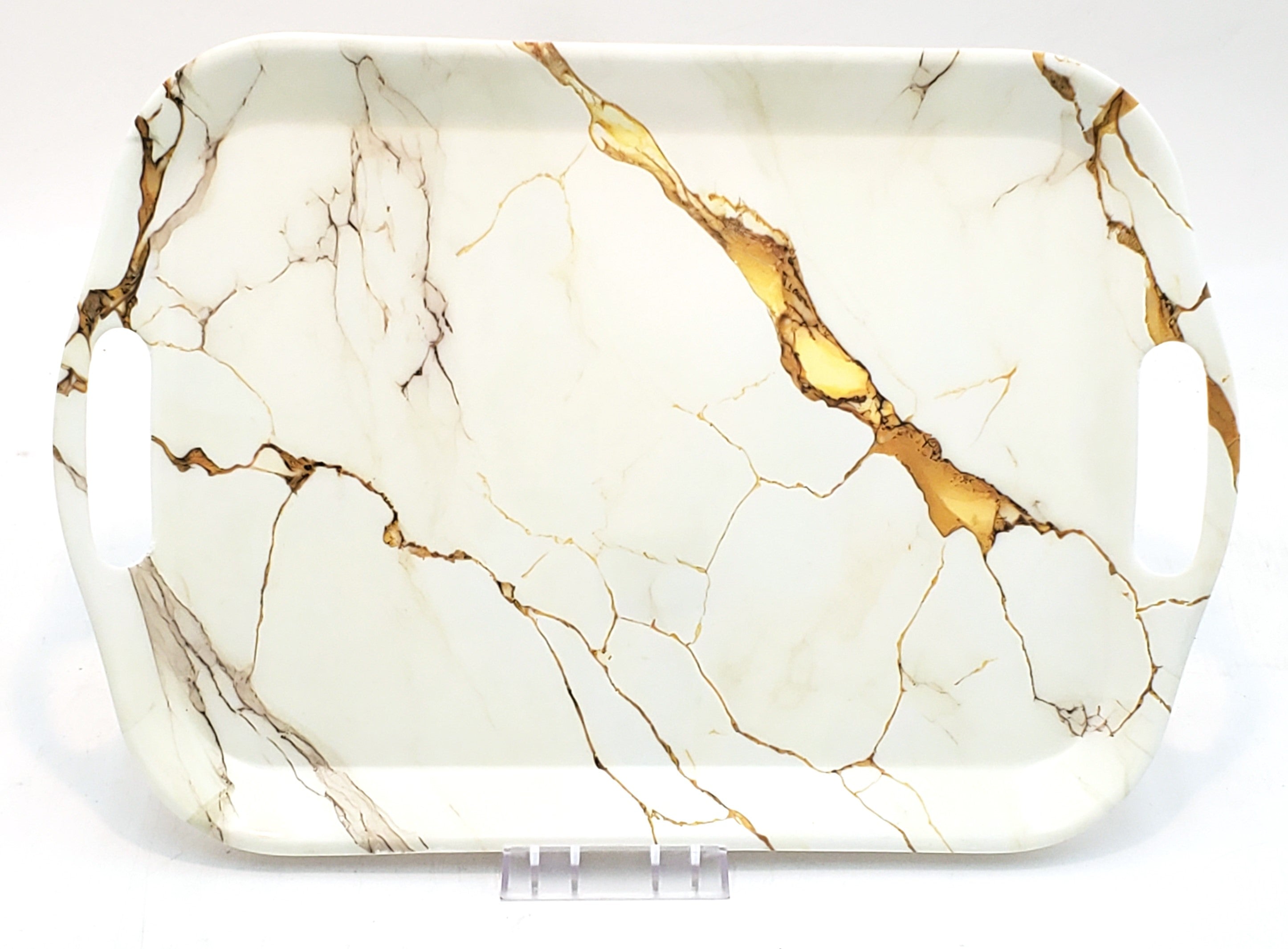 15x10.5 Inch Gold Marble Melamine Serving Tray - Elegant Appetizer Platter for Parties, Dining, and Home Decor