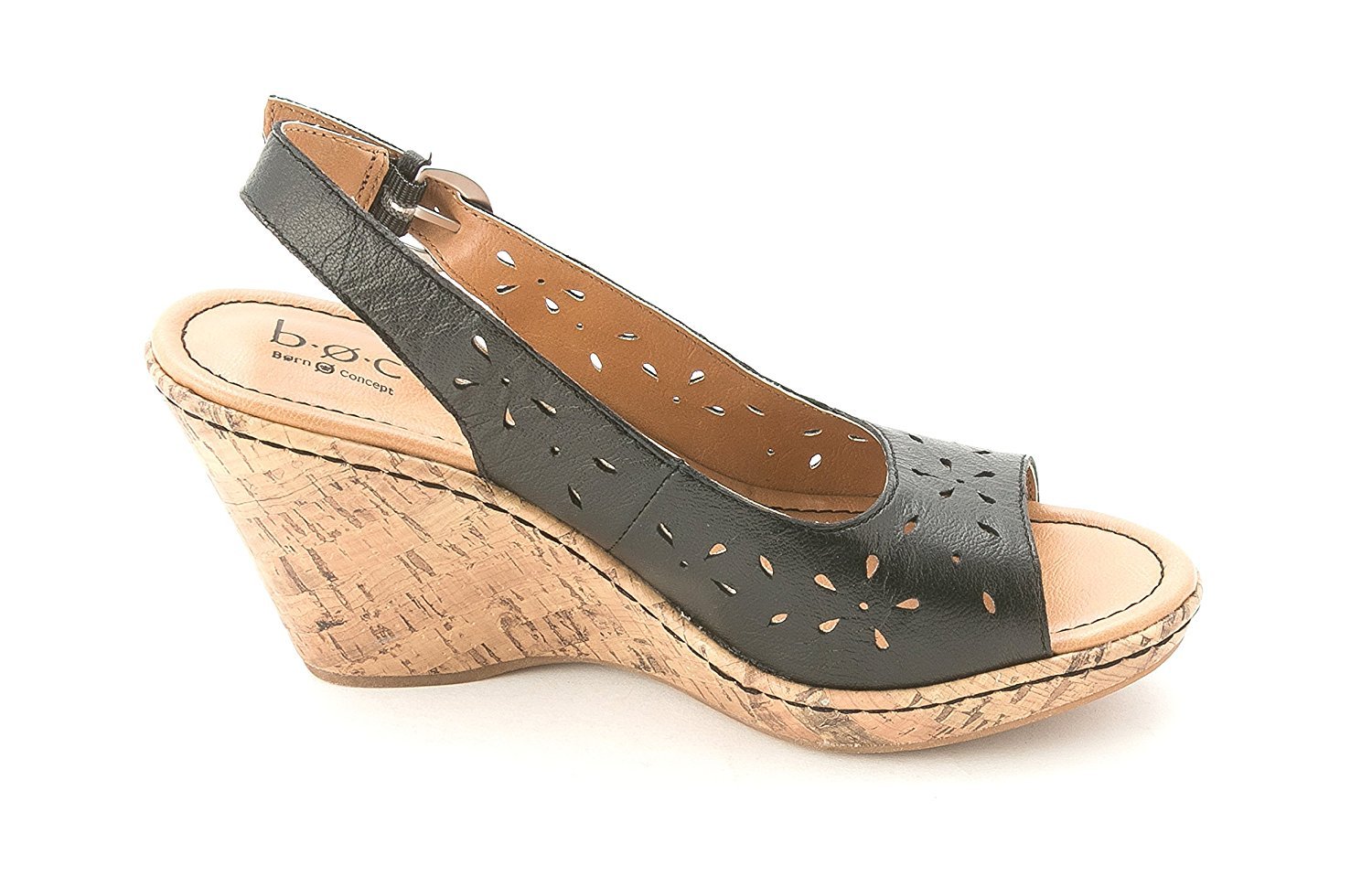 B.O.C. Women's Kacee Leather Open Toe Casual Platform Sandals - Comfortable Summer Shoes for Walking, Beach & Outfits, Black, Size 7.0