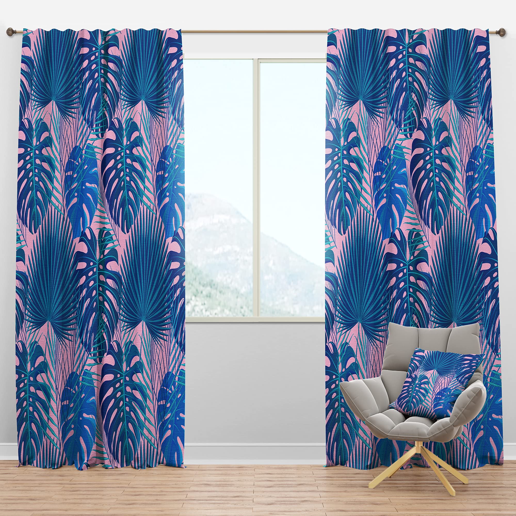 DesignQ Blackout Curtains Retro Floral Pattern X - Thermal Insulated Bedroom & Living Room Curtains - Single Panel 52x108 Inches - Perfect for Light Blocking & Energy Saving