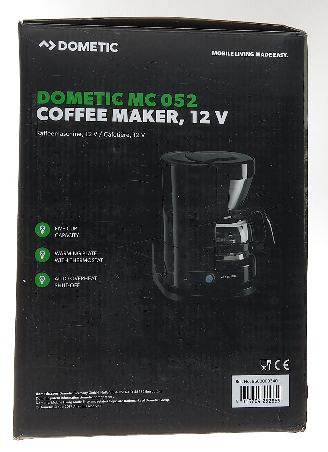 Dometic PerfectCoffee MC 052 12V Portable Coffee Maker - 5 Cup Capacity, Compact & Energy Efficient - Ideal for Camping, RV Travel & Road Trips