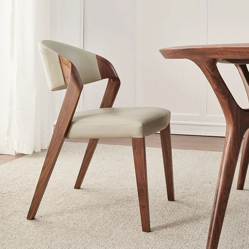 Solid Black Walnut Wood Dining Chair - Handcrafted Modern Kitchen Table Chairs for Home & Restaurant Use