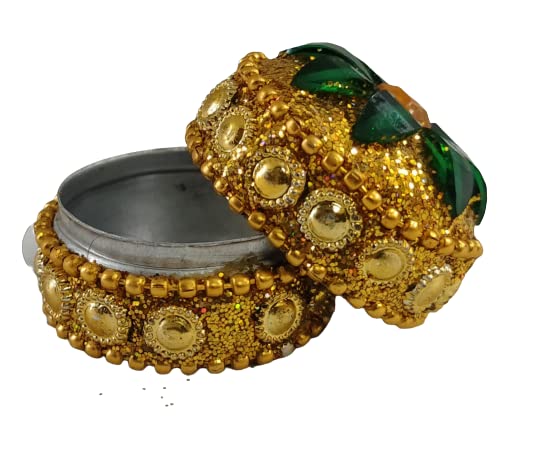 Brass Kumkum Box for Pooja & Hindu Rituals | Traditional Beauty Tool for Women & Girls | Pack of 6 Multicolor | Perfect for Home Temple, Wedding Ceremonies & Spiritual Gifts