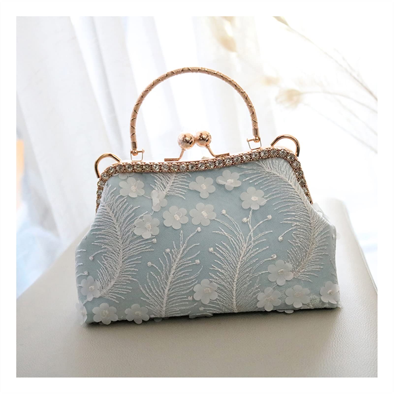 Elegant Blue Evening Clutch Purse for Women - Detachable Strap Shoulder Bag for Wedding, Prom, Party & Bridal Events | Perfect for Formal Occasions, Date Nights & Special Celebrations