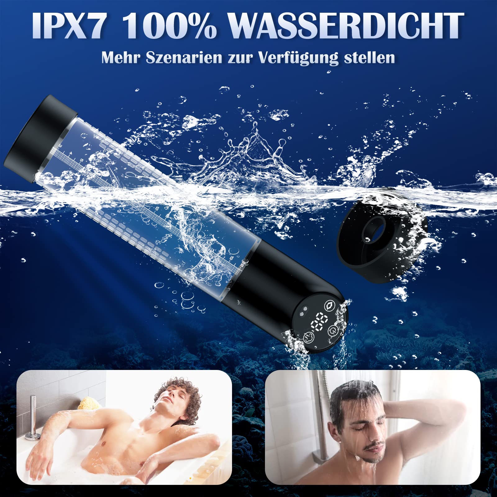 **IPX7 Waterproof Penis Pump for Men - 6 Suction Levels, Silicone Sleeves & Cock Rings - Enhances Size & Pleasure - Perfect for Solo Play & Couples Use**