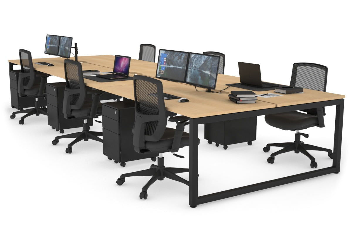 Quadro Loop Legs 6-Person Office Workstation Desk - 1800L x 800W with Cable Management | Modern Collaborative Workspace Solution for Team Projects & Open Office Layouts