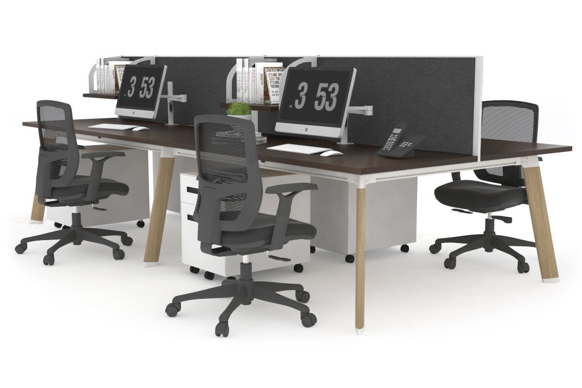 4-Person Workstation with Wood Imprint Frame - 1800L x 800W with Cable Management for Office & Home Workspace