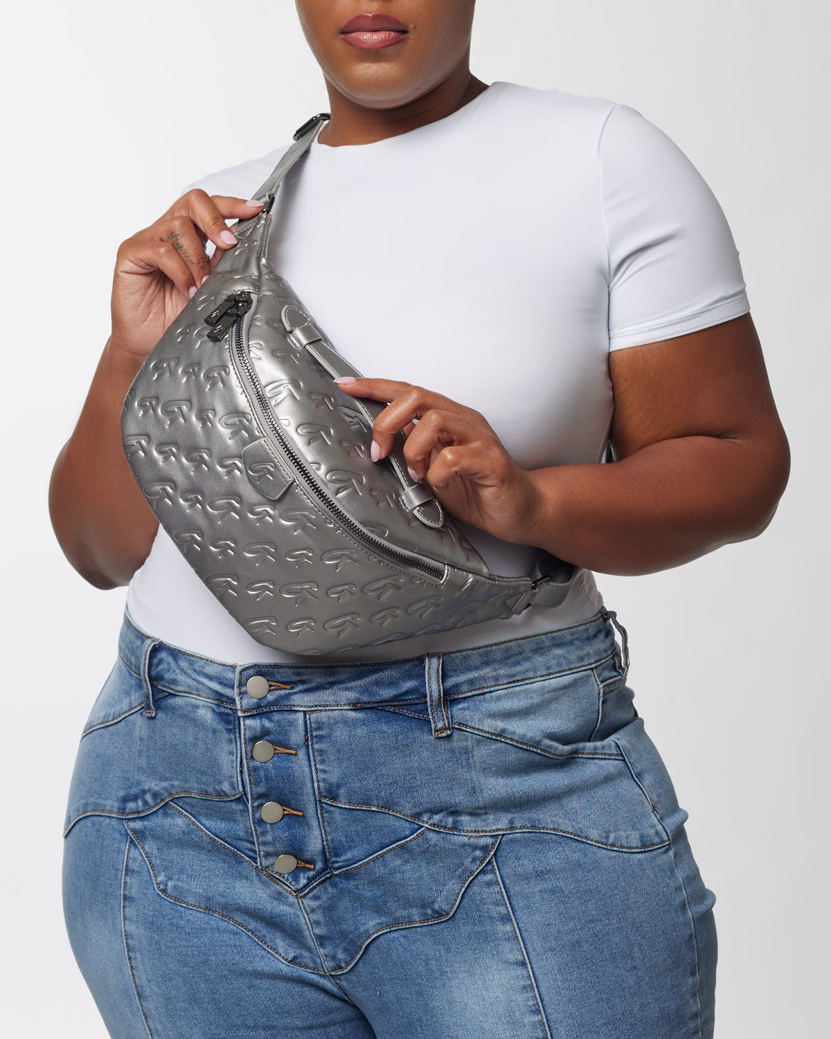 MONOGRAM FANNY PACK - PLATINUM CROSSBODY BAG FOR MEN & WOMEN | WATERPROOF & LIGHTWEIGHT | PERFECT FOR TRAVEL, HIKING & OUTDOOR ACTIVITIES
