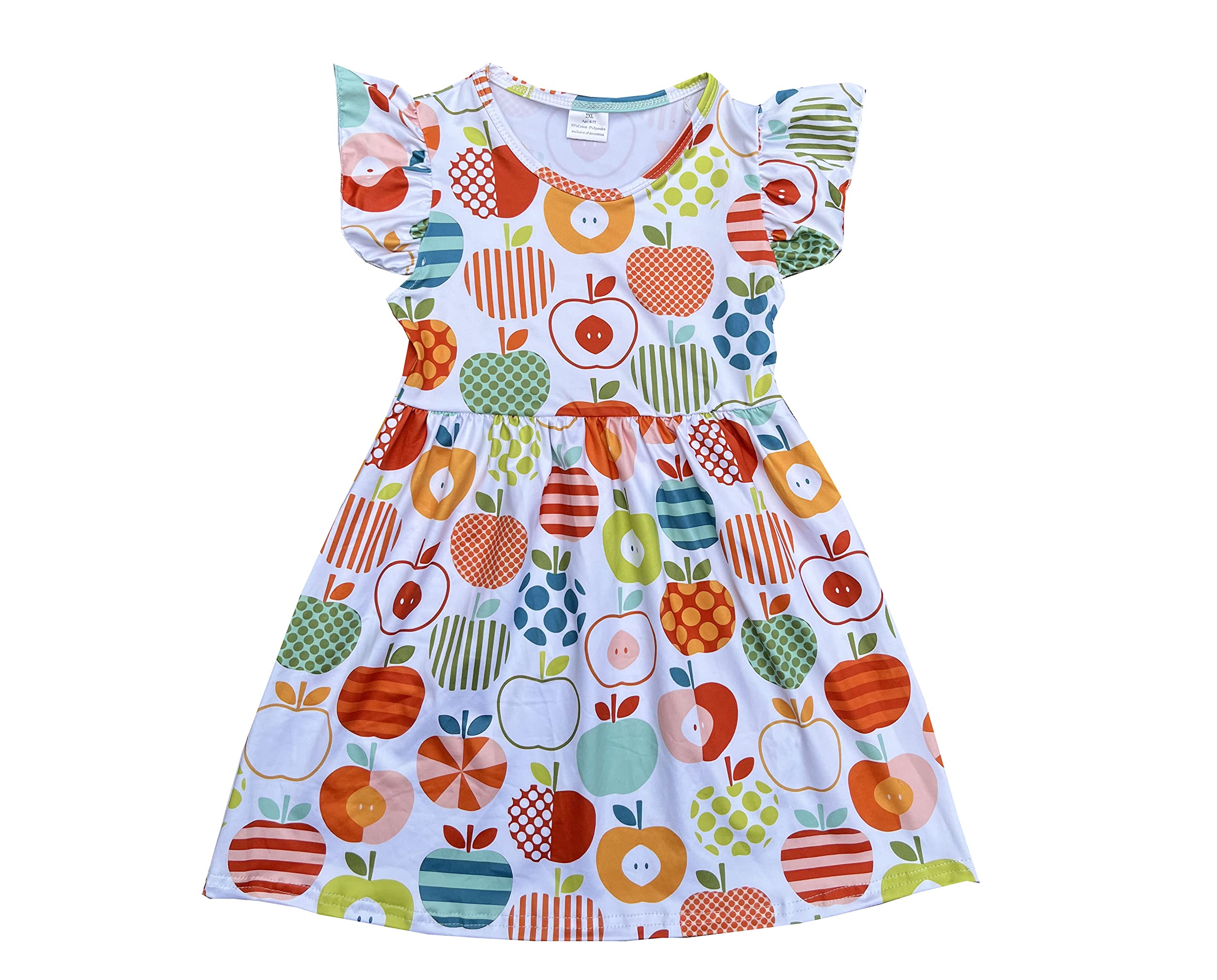 Girls' Back to School Dresses with Cute Apple, Pencil & Notebook Prints - Fun Classroom Outfits for First Day & School Activities