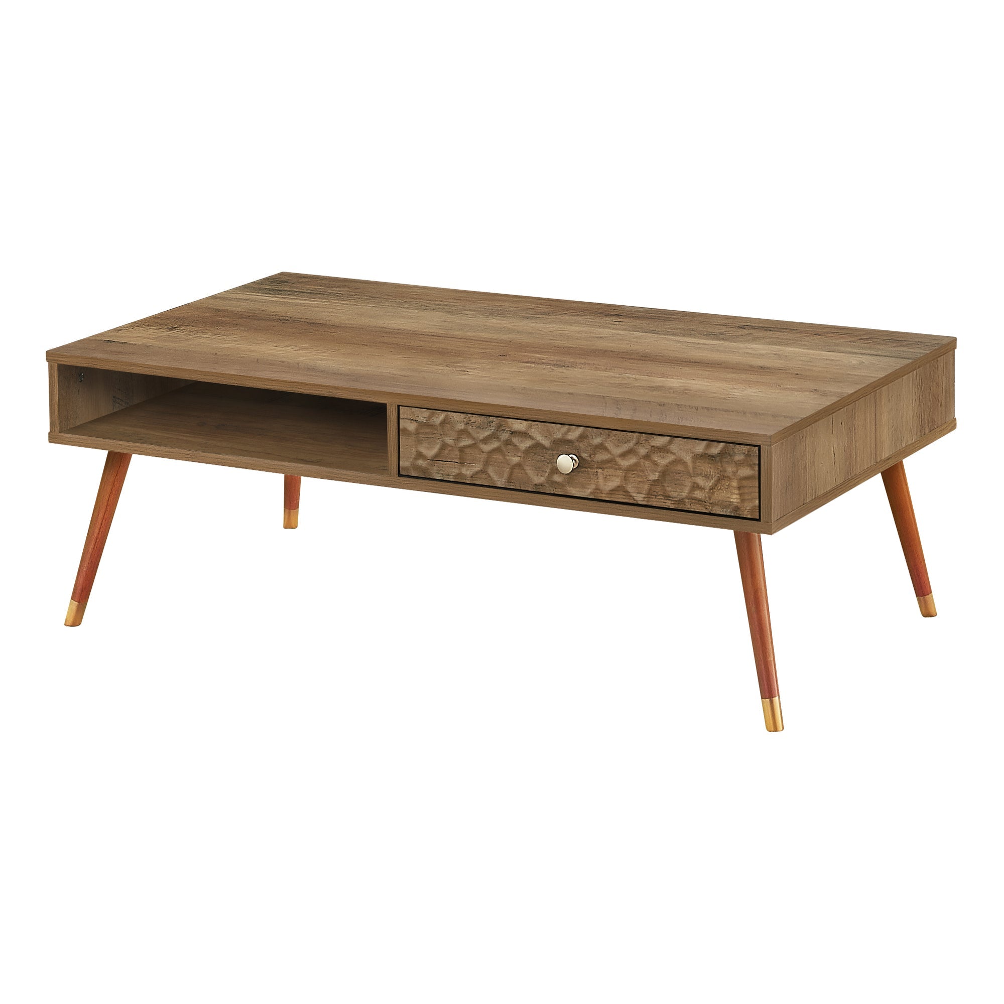 Mid Century Walnut Coffee Table with Drawer - Stylish & Functional Living Room Furniture for Home Decor
