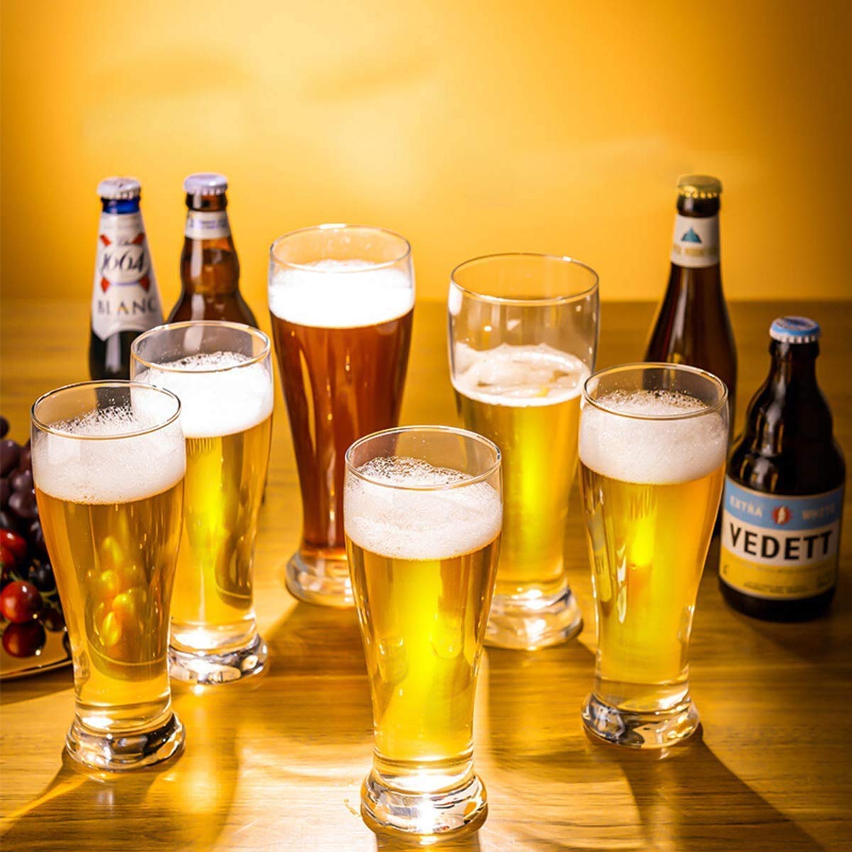 Premium 20oz Beer Glasses Set of 2 - Classic Glass Beer Mugs for Men, Wine Tasting Cups & Cocktail Tumblers - Perfect for Home Bars, Parties & Gifts