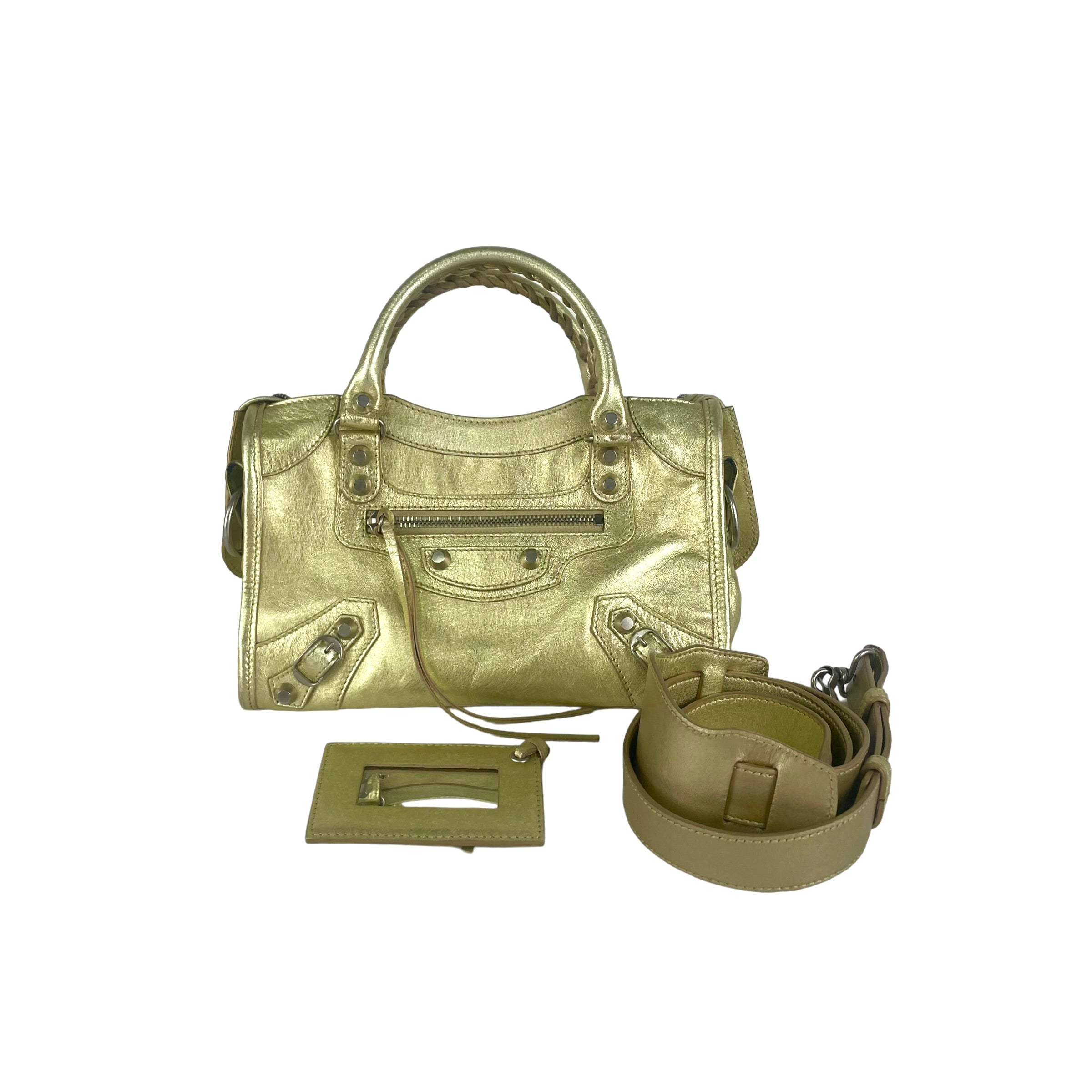 Balenciaga City Mini Gold Crossbody Bag - Luxury Designer Handbag for Women | Perfect for Everyday Use, Travel & Night Out