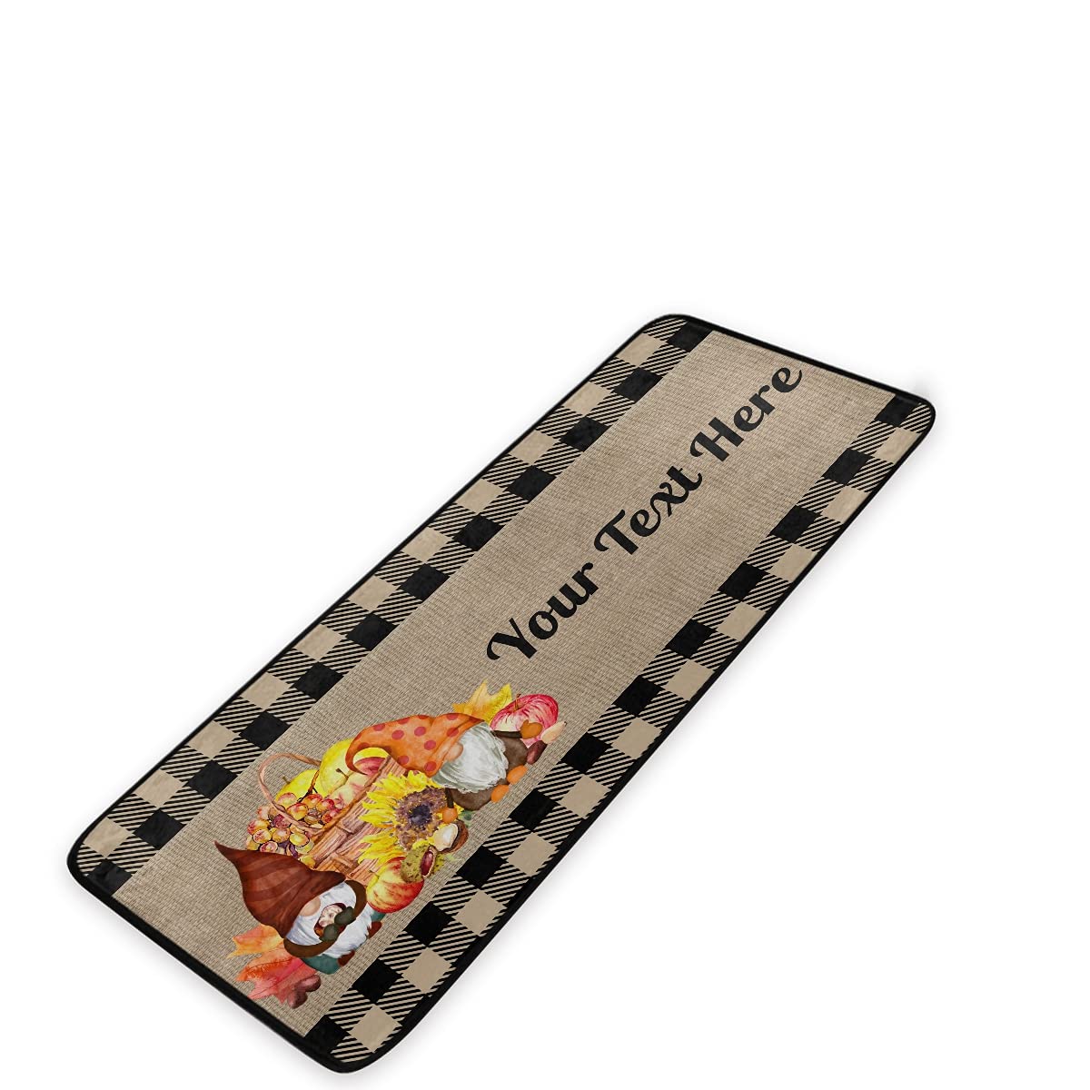 DOMIKING Custom Fall Kitchen Rugs - Non-Slip Thanksgiving Pumpkin Decor, Buffalo Plaid Foam Rug for Farmhouse & Standing Mat (39x20 Inch) - Perfect for Kitchen Floor, Entryway & Cozy Home Decor