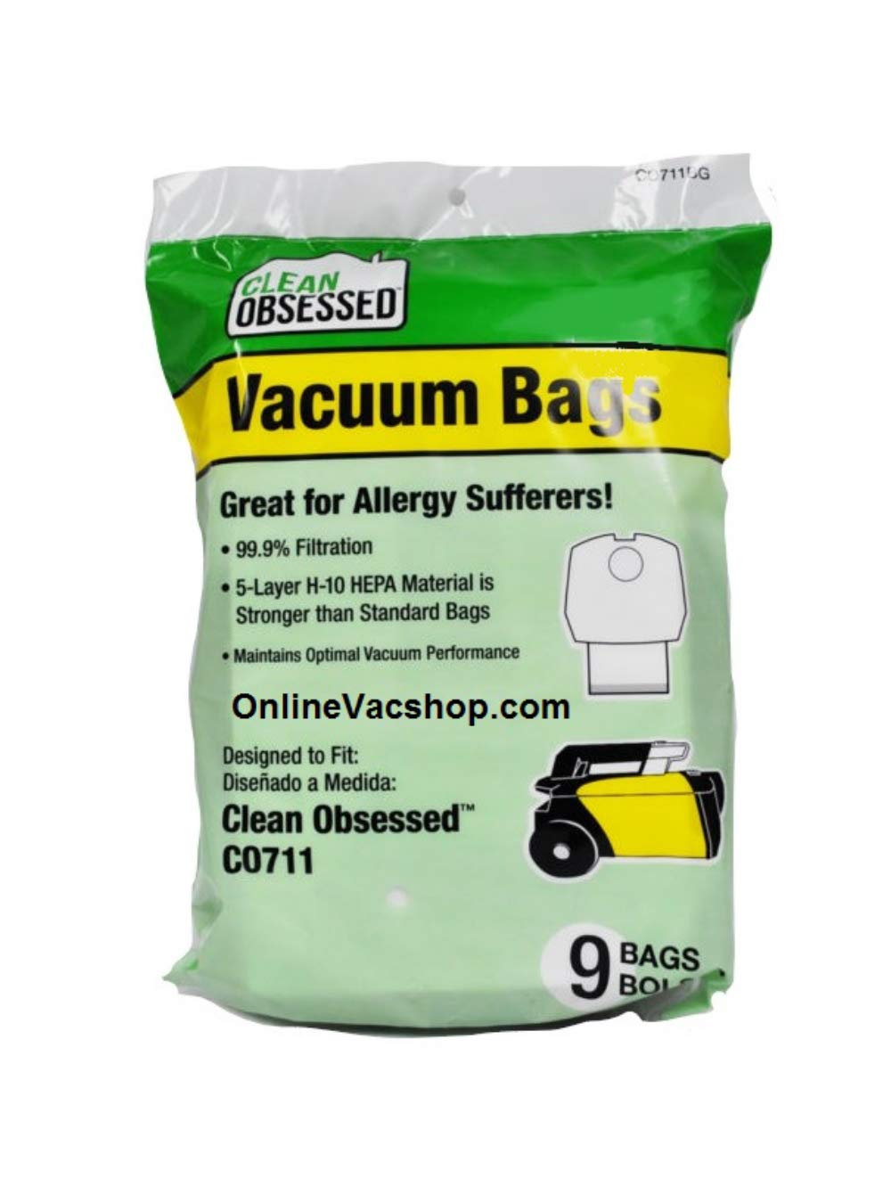 Clean Obsessed Commercial HEPA Canister Vacuum CO711 with Cleaning Kit - Powerful Dust & Allergen Removal for Offices, Hotels & Commercial Spaces