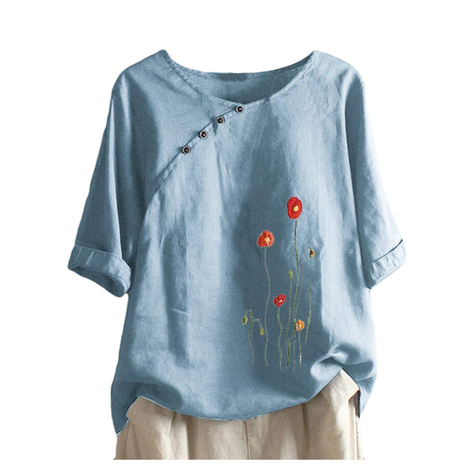 Women's Linen Tops - Summer Casual Loose Fit Flowy T-Shirts & Blouses | Breathable Comfort for Beach, Vacation & Everyday Wear