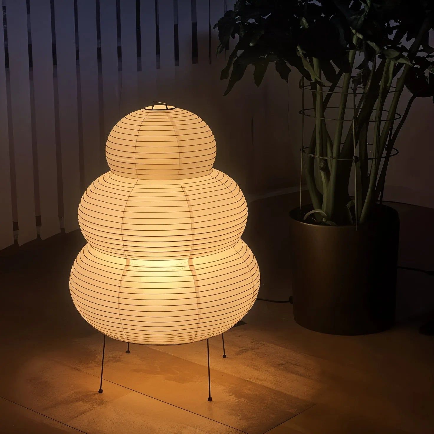 Japanese Akari Paper Table Lamp - Handmade Shoji Style Lighting for Bedroom, Living Room & Office - Warm Ambient Light for Relaxation & Decor