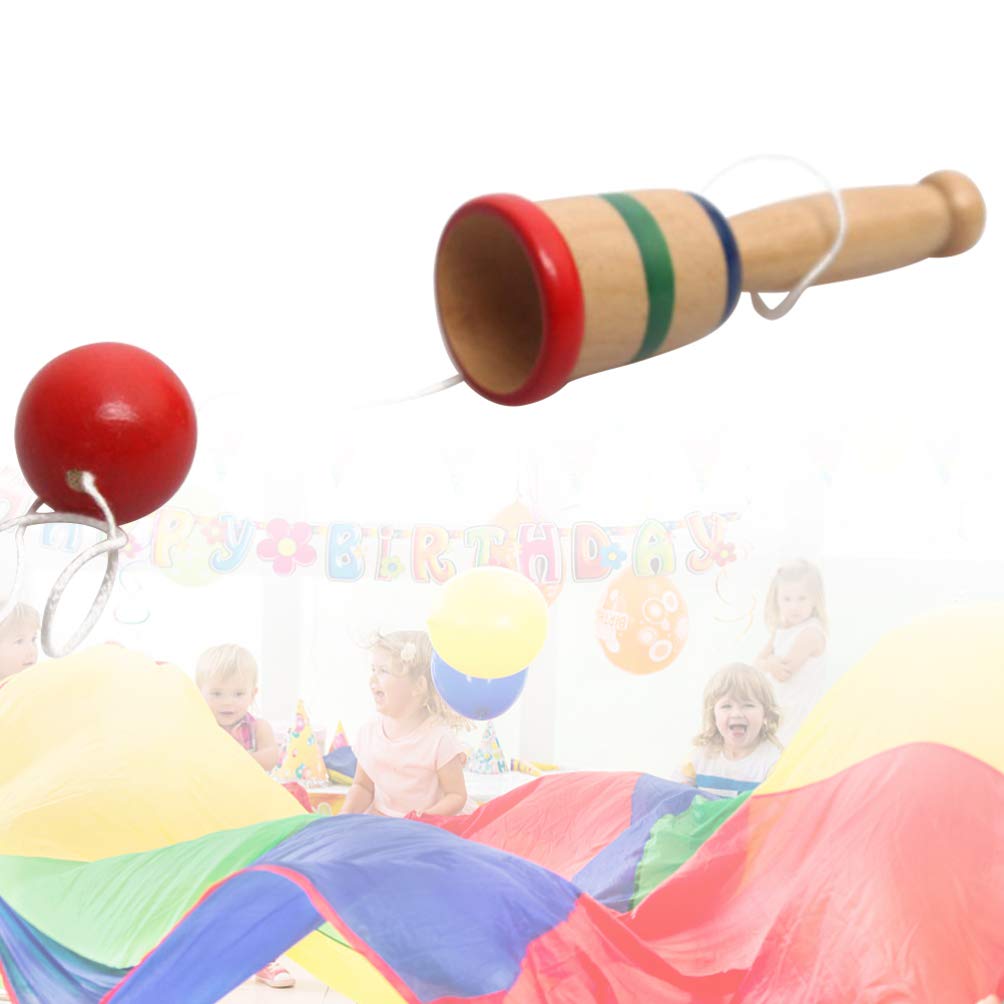 4pcs Wooden Coordination Game Toy for Kids - Outdoor Toss and Catch Ball Game, Preschool Learning Toys, Fun Ball and Cups Set, Wooden Balance Cup Kendama Toys, Child Bamboo Puzzle from Japan - Perfect for Backyard Play, Birthday Gifts & Montessori Activities