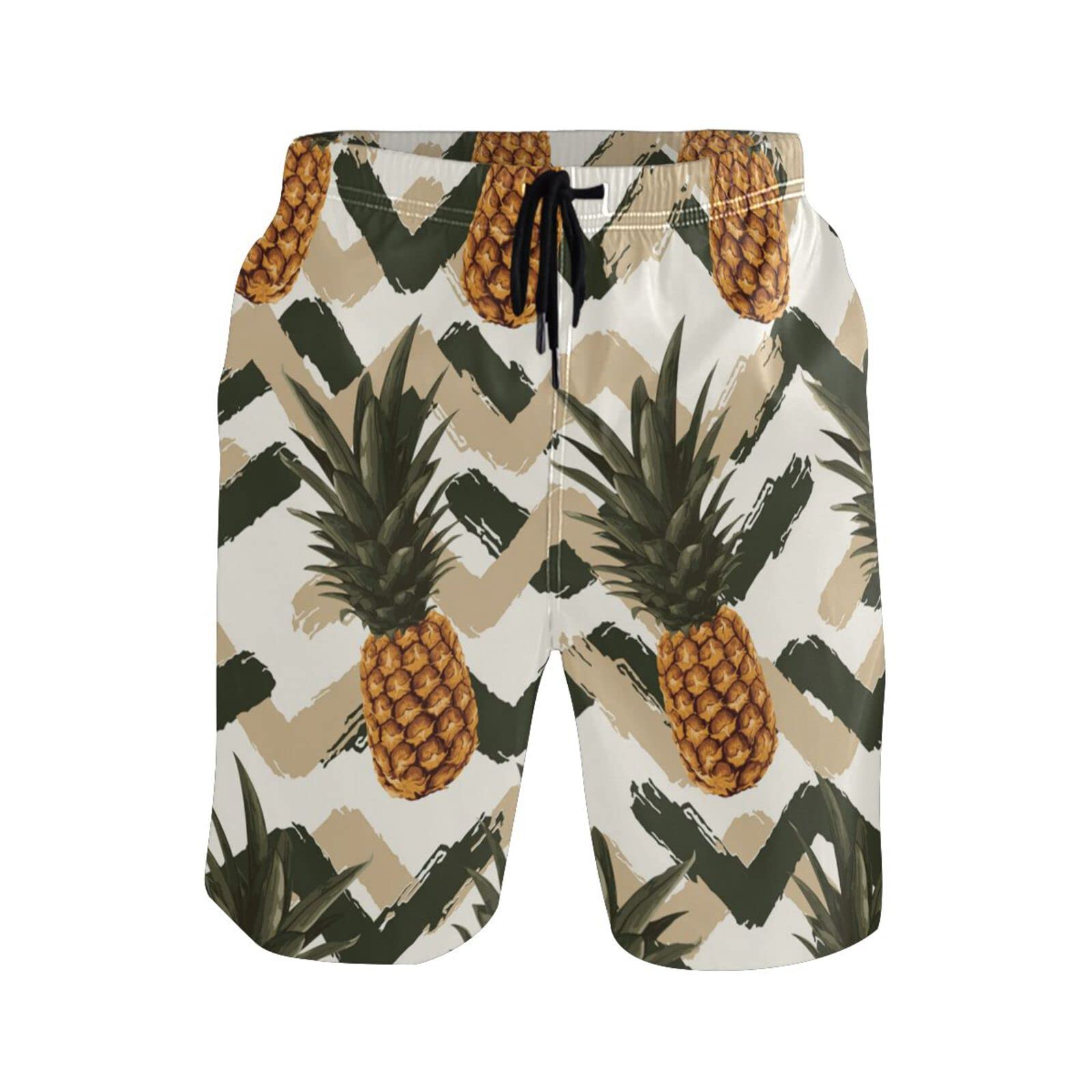 **Men's Pineapple Print Swim Trunks - Quick Dry Beach Shorts with Pockets | Summer Swimwear for Pool, Vacation & Water Sports**