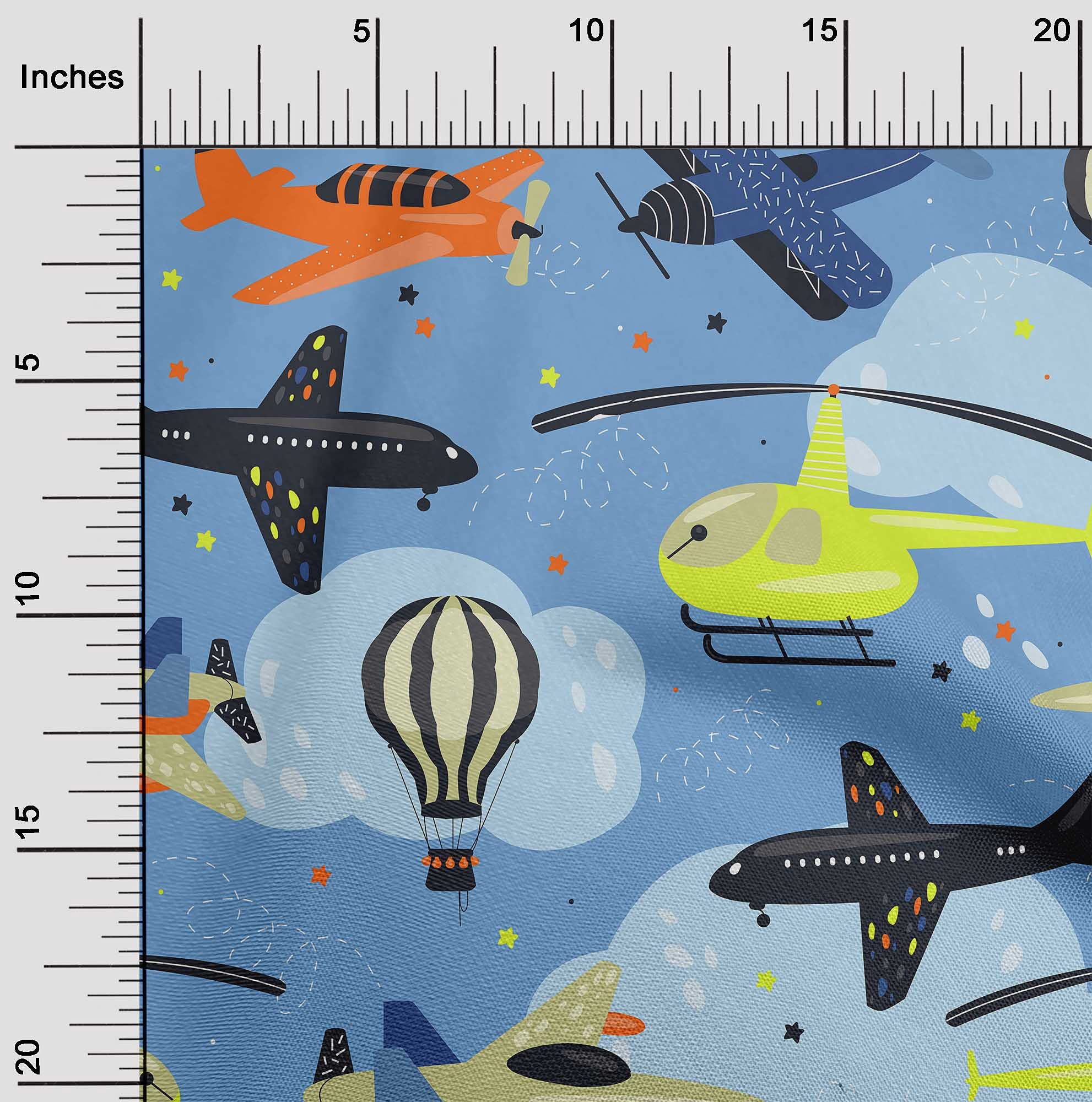 oneOone Velvet Light Blue Fabric Airplane Print - 58 Inch Wide Soft Textile for Nursery Decor, Kids Craft Projects, DIY Sewing & Home Decoration | Perfect for Baby Room Themes, Quilting & Upholstery