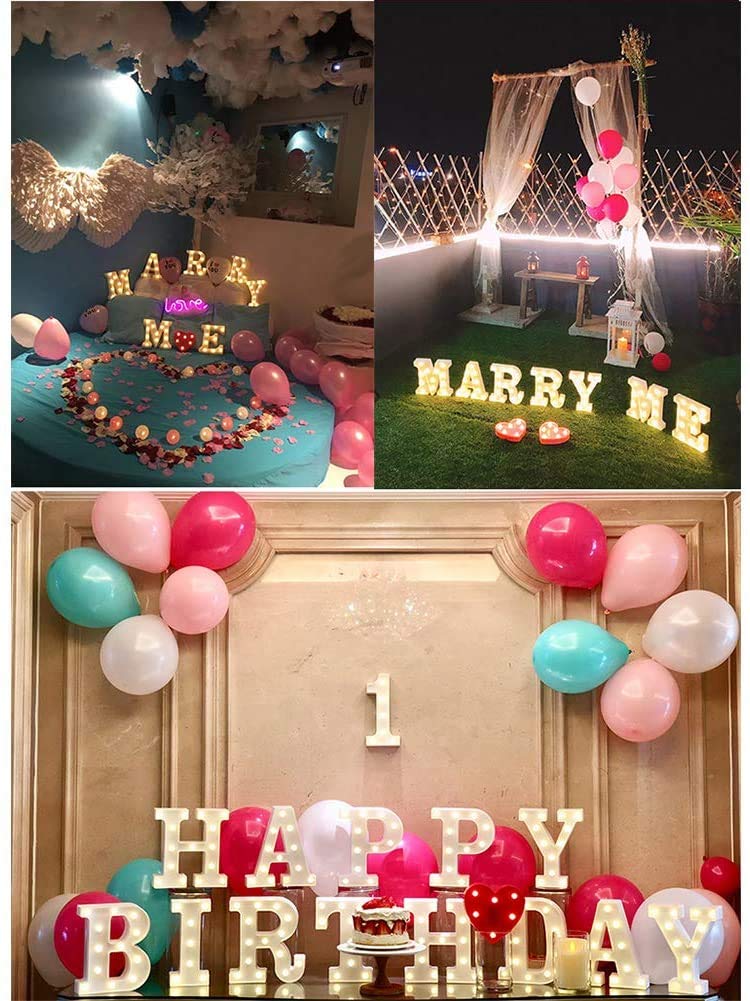 White LED Alphabet Marquee Letter Lights with Diamond Bulbs - Happy Birthday Sign for Wedding, Party, Christmas & Home Bar Decor (2AA Battery Powered) | Perfect for Romantic Proposals, Anniversary Celebrations & Festive Events