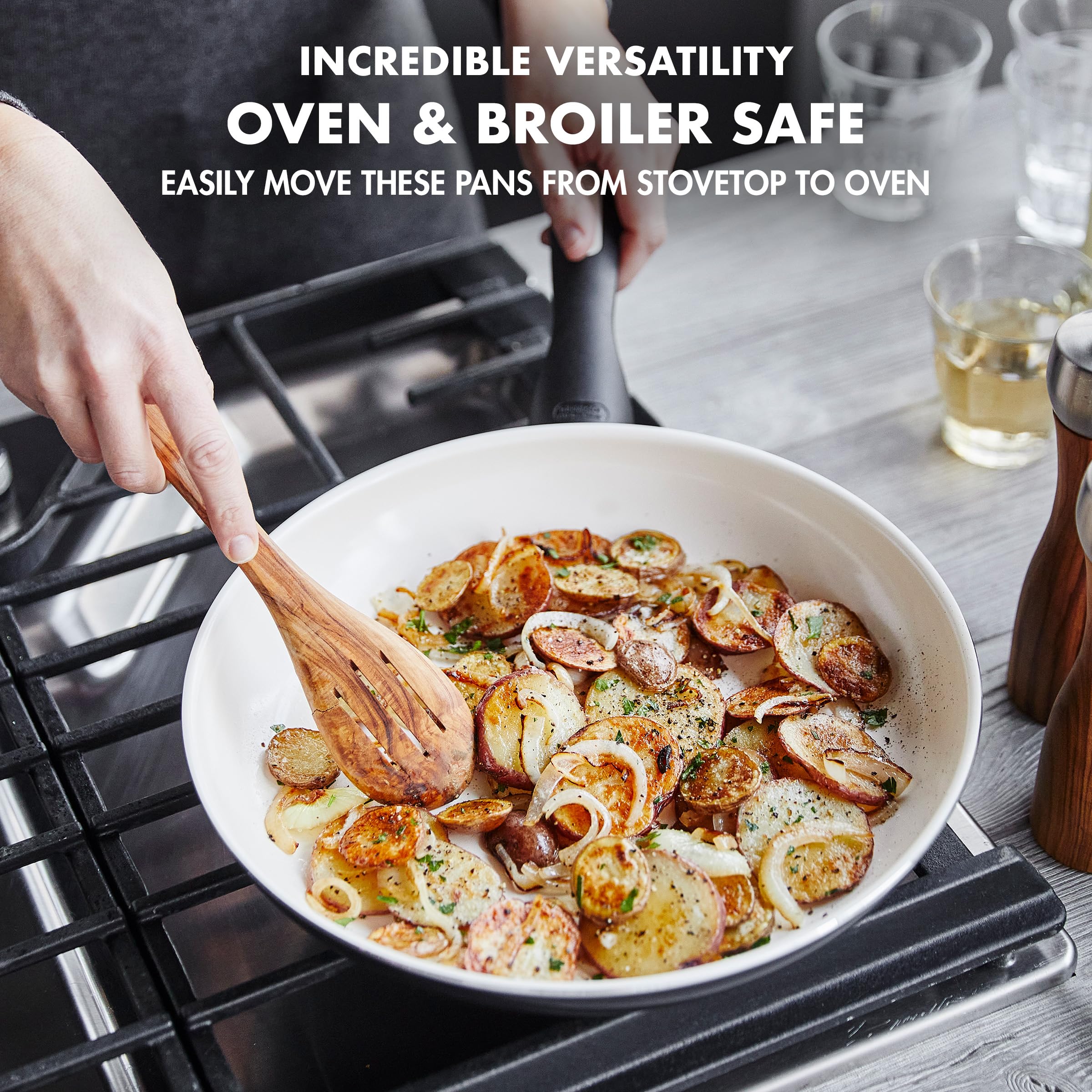 GreenPan Rio 16-Piece Nonstick Cookware Set - PFAS-Free Ceramic Coating, Hard Anodized, Bakelite Handles - Includes Fry Pans, Saucepan, Saute Pan & Stock Pot - Dishwasher Safe & Oven Safe to 600°F - Perfect for Healthy Cooking, Frying, Boiling & Meal Prep in Modern Kitchens