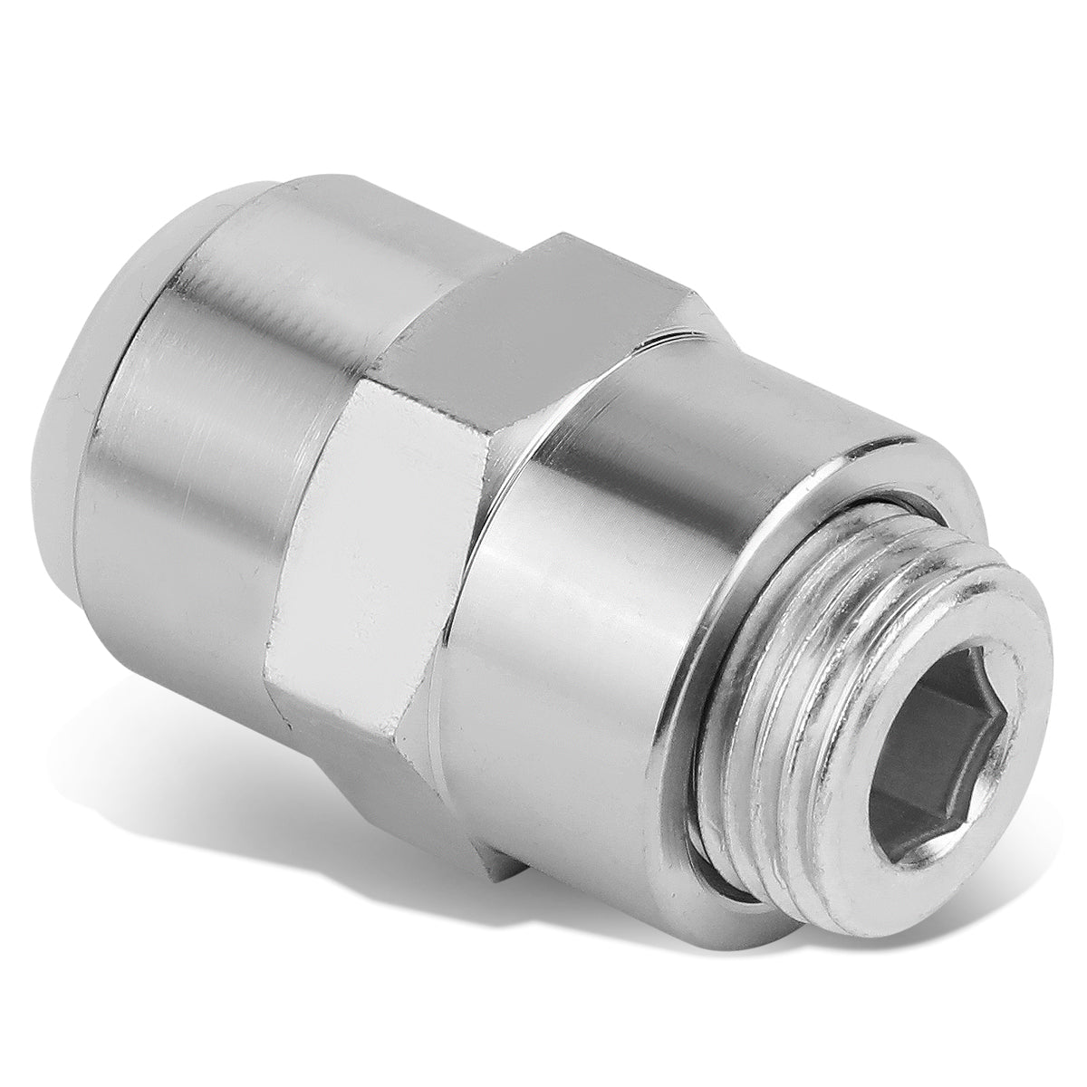 1/2 in. NPT Female to Female Straight Coupler with Threaded Plug - Stainless Steel Pipe Fitting for Plumbing, Hydraulic Systems & Industrial Applications