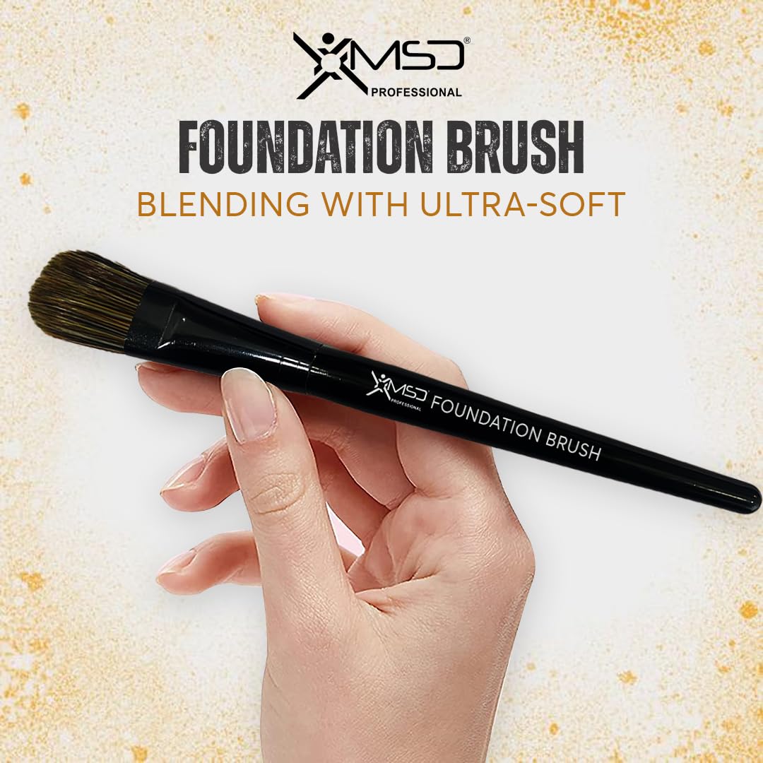 XMSD Professional Foundation Brush - Natural Bristles Makeup Brush for Flawless Liquid & Powder Foundation Application - Perfect for Daily Makeup, Bridal Looks & Professional Makeup Artists