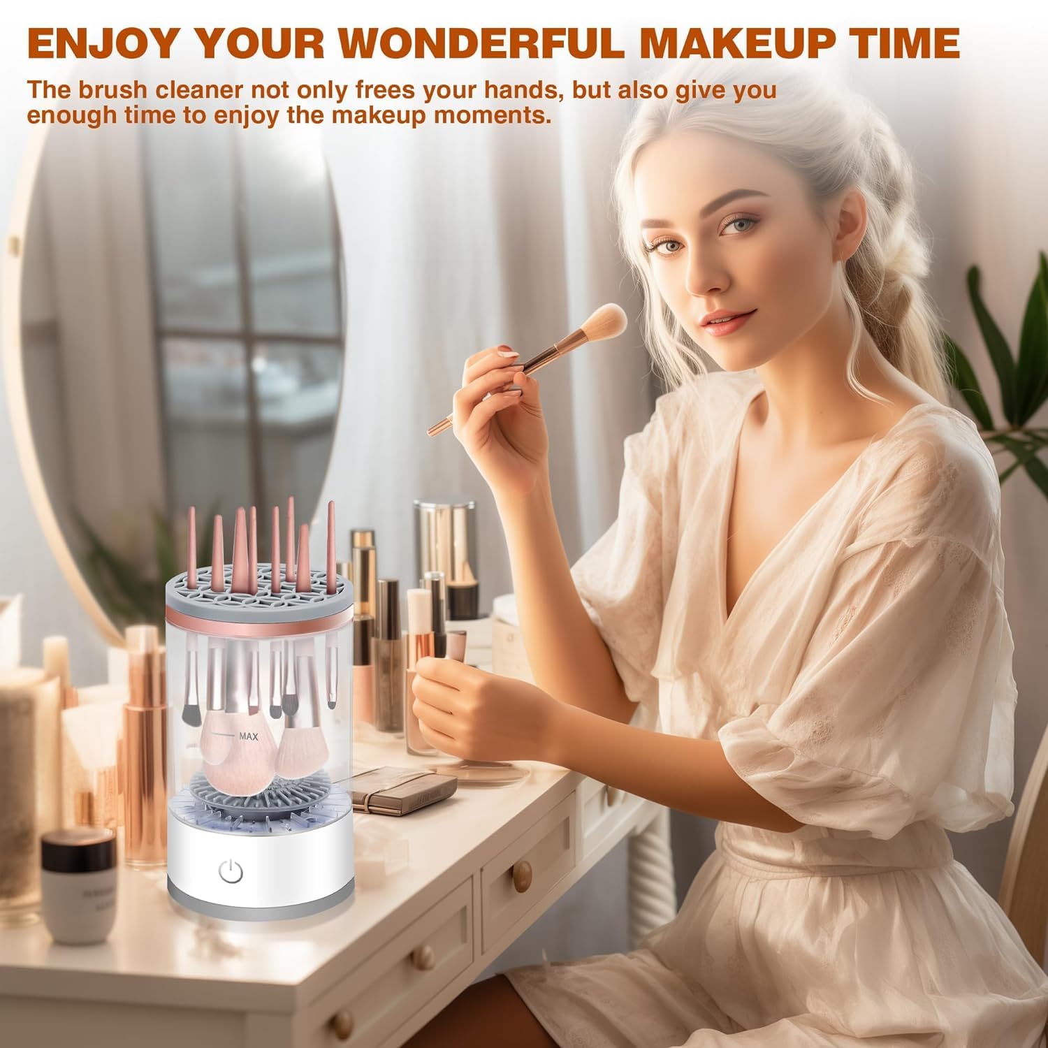 Electric Makeup Brush Cleaner Machine - Automatic Spinning Deep Cleaning for Cosmetic & Painting Brushes | USB Powered | Compatible with All Brush Sizes | Perfect for Home, Salon & Travel Use