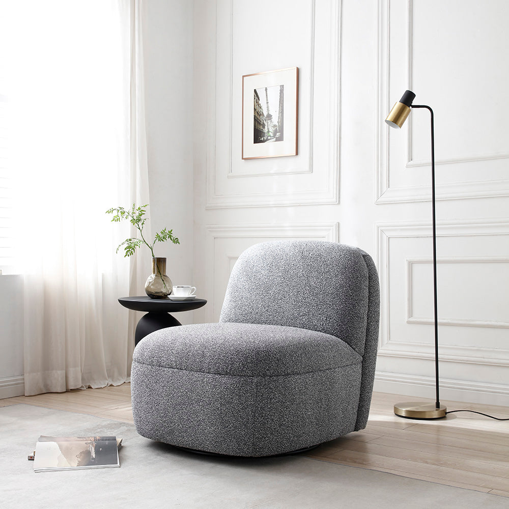 LEXTER Swivel Lounge Chair - Dark Grey Modern Accent Chair for Living Room, Bedroom, or Office - 360 Degree Rotating Comfortable Reading Chair with Ergonomic Support