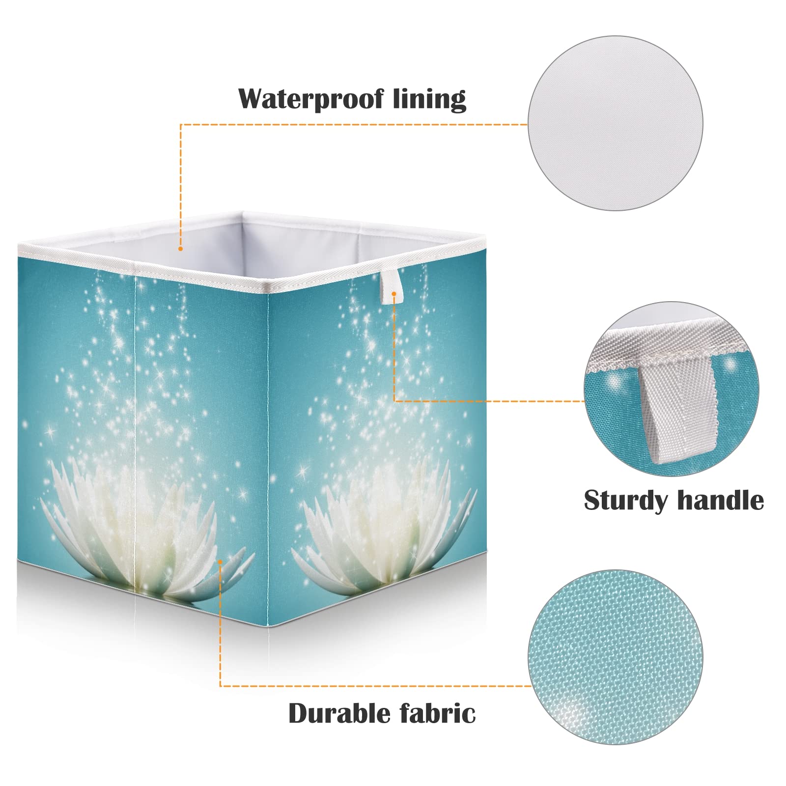Magic Lotus Collapsible Storage Basket - Foldable Square Laundry Bin & Fabric Organizer for Bedroom, Living Room, Closet - Perfect for Toys, Blankets & Home Organization
