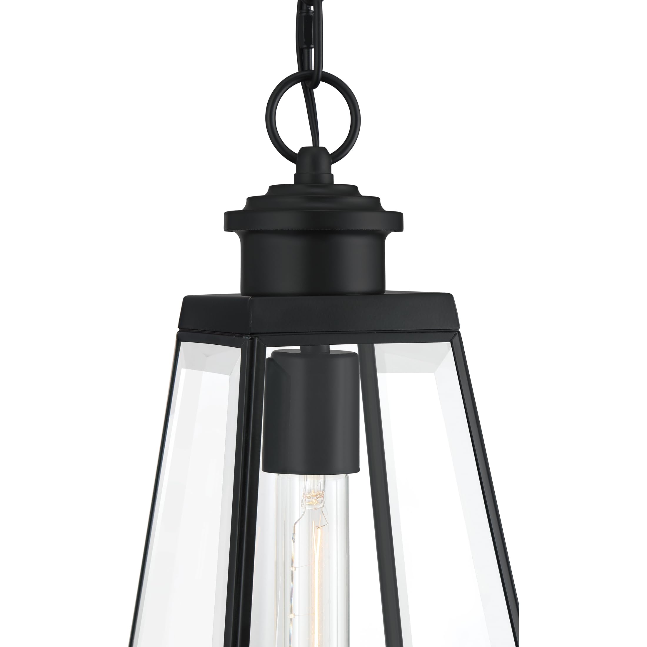 Quoizel Paxton 1-Light Matte Black Outdoor Hanging Lantern - Weatherproof Porch Light for Patio, Garden & Entryway - Modern Exterior Lighting Fixture