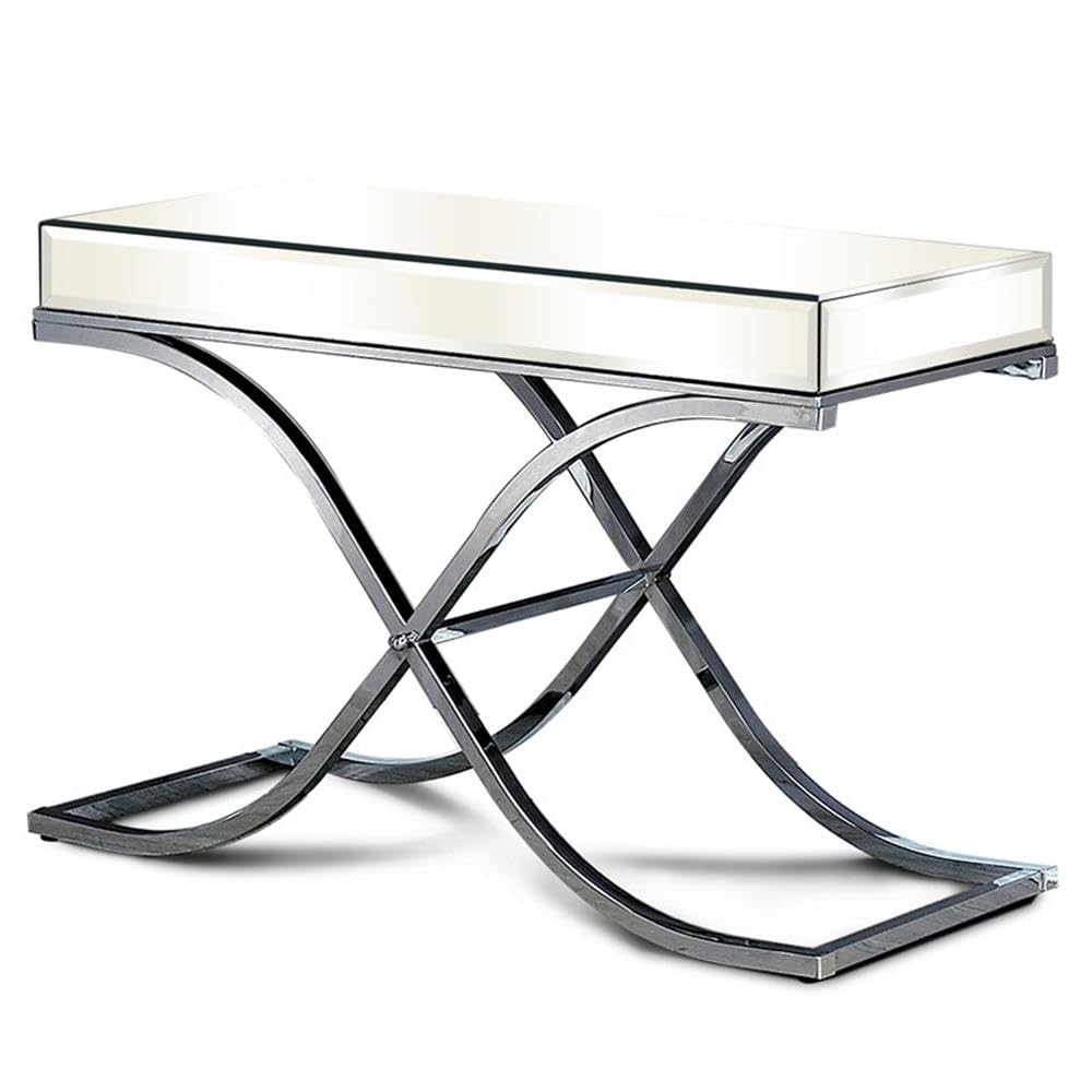 Furniture of America Luxy Mirror Panel Side Table - Chrome Finish | Modern Accent Table for Living Room, Bedroom & Entryway