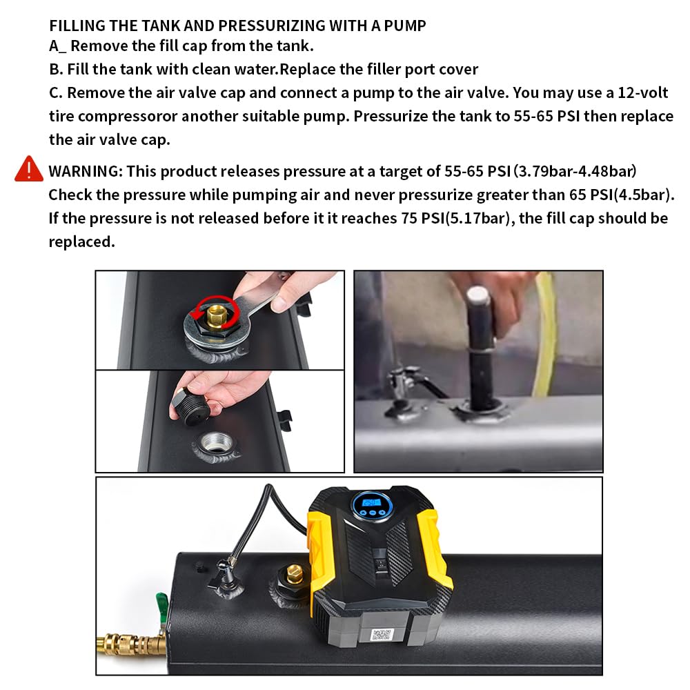 8 Gallon Pressurized Water Tank with Air Compressor - Portable Water Storage System for Overlanding, Camping, RV & Outdoor Adventures - Perfect for Off-Grid Living, Emergency Preparedness & Outdoor Showers