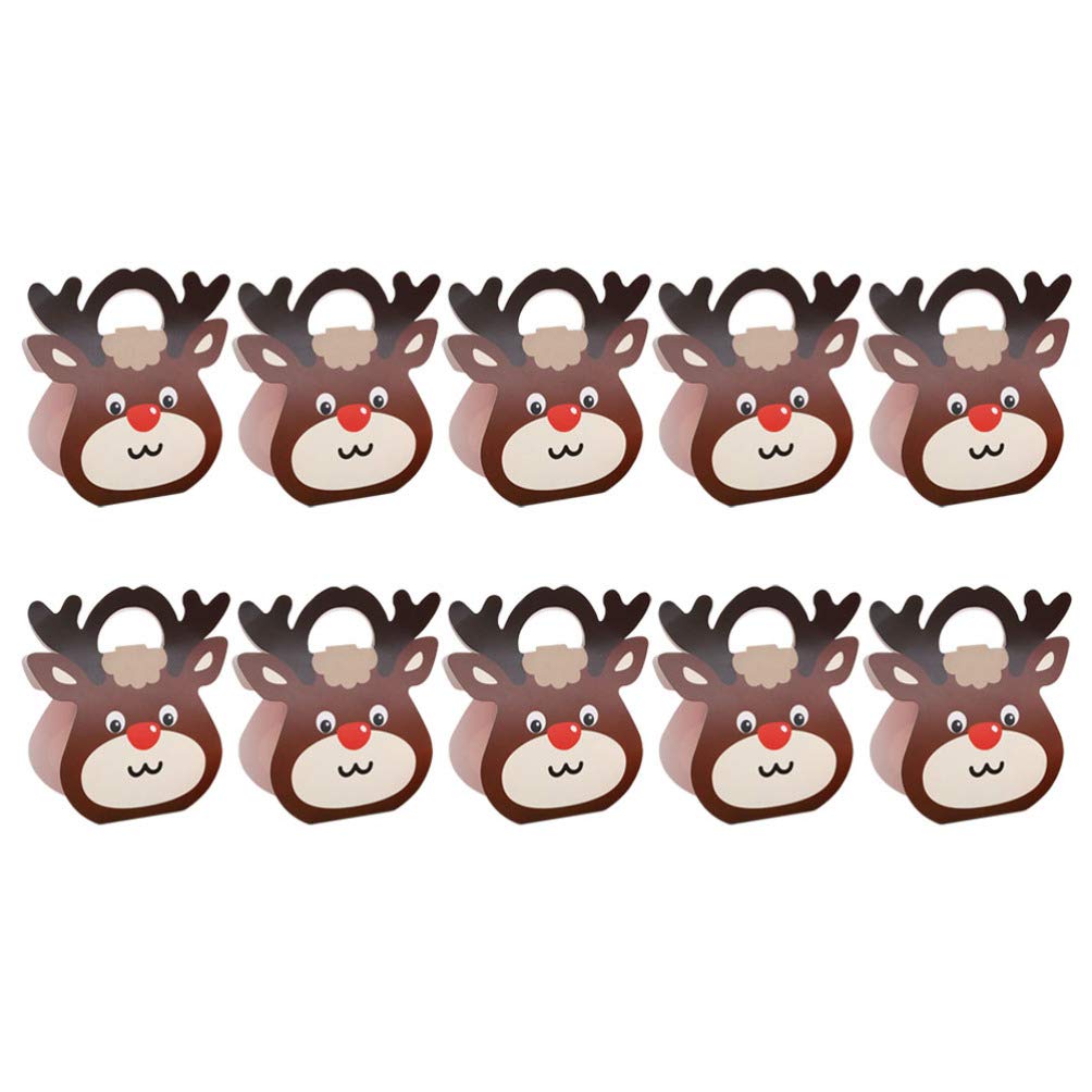 Amosfun 10-Piece Reindeer Candy Box Set - Christmas Holiday Treat Containers, Xmas Party Favor Bags & Decorative Gift Boxes for Holiday Gifting, Office Parties & Home Decor