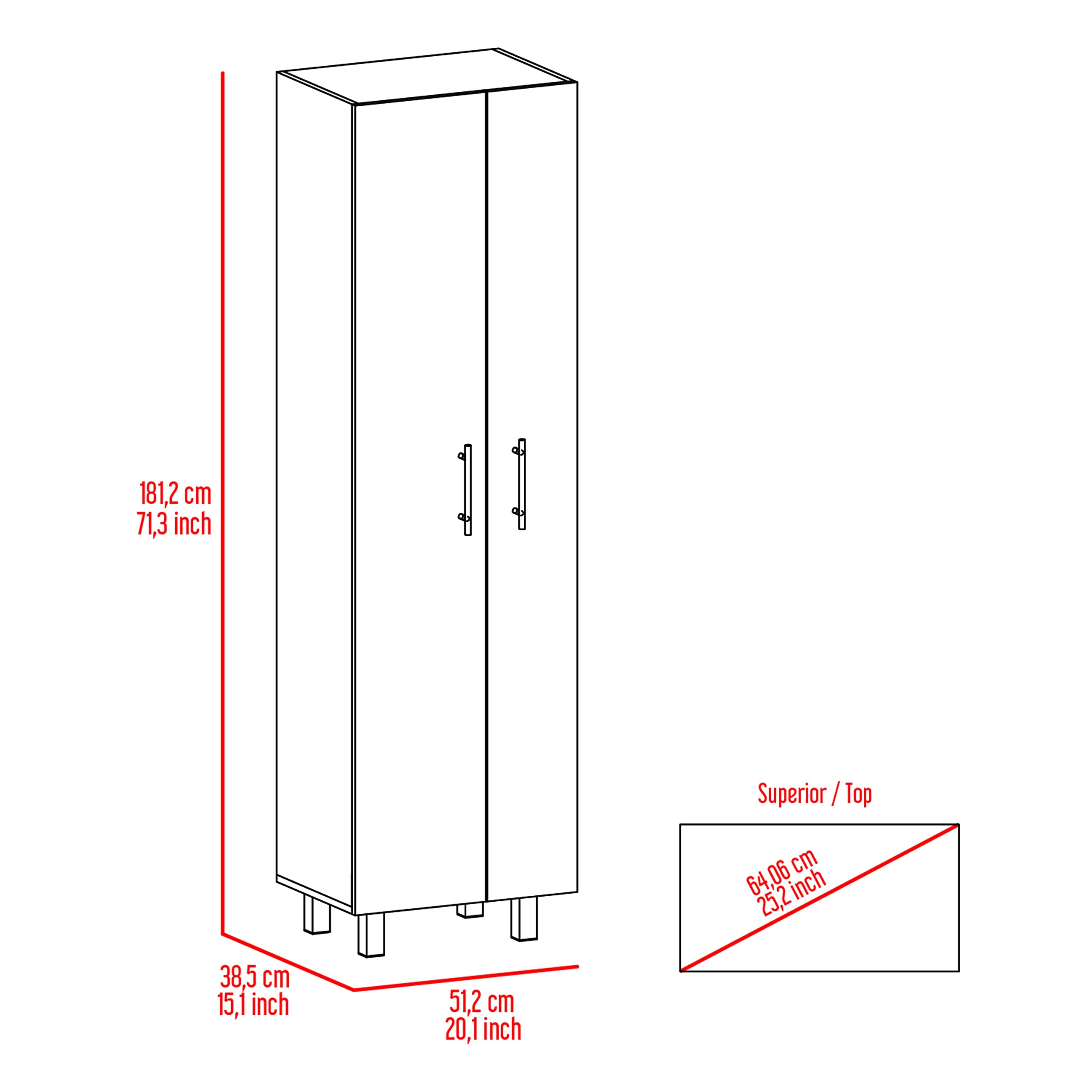 Bacoa 5-Shelf Cleaning Cabinet with Broom Hangers - 71.3 Inch Tall Storage Organizer in Light Gray/White for Bedroom, Bathroom & Laundry Room Organization
