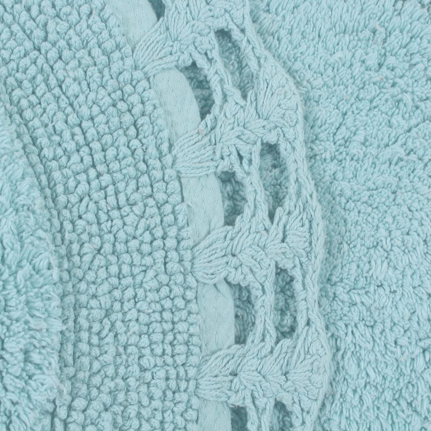 Home Weavers Hampton Crochet Reversible Bath Mat Set - 100% Cotton Washable Bathroom Rug, Ultra Soft & Absorbent Non-Slip Bath Mat for Bathroom & Kitchen, 17